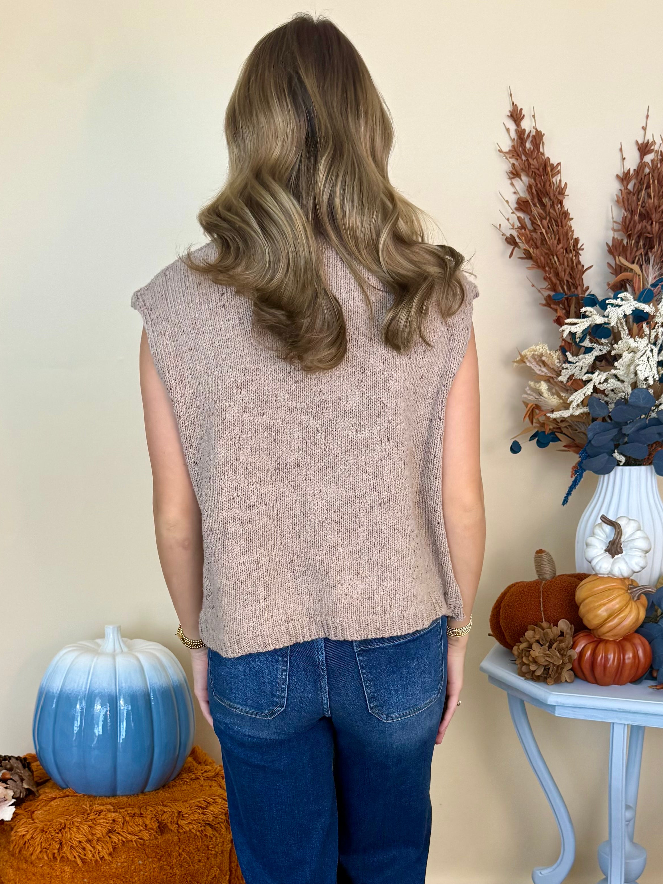 Never Full Taupe Drop Shoulder Mock Neck Sweater-Shop-Womens-Boutique-Clothing