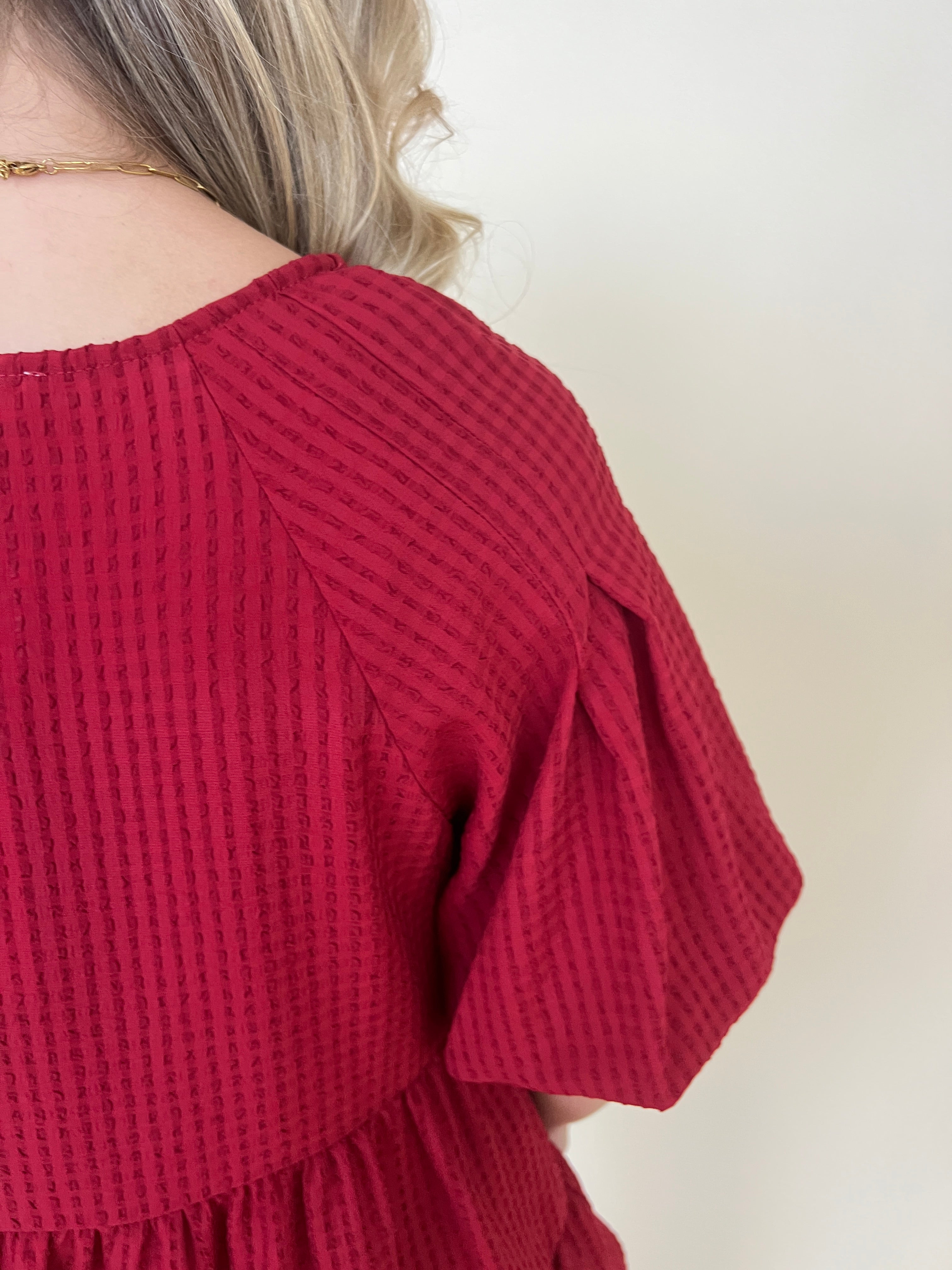 Hope You Know Scarlet Texture Tiered Top-Shop-Womens-Boutique-Clothing