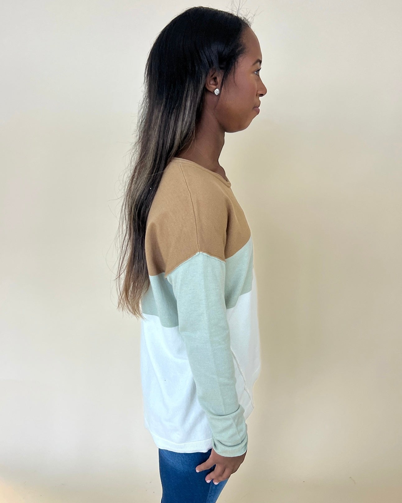 All Hope Taupe Multi Color Block Sweater-Shop-Womens-Boutique-Clothing