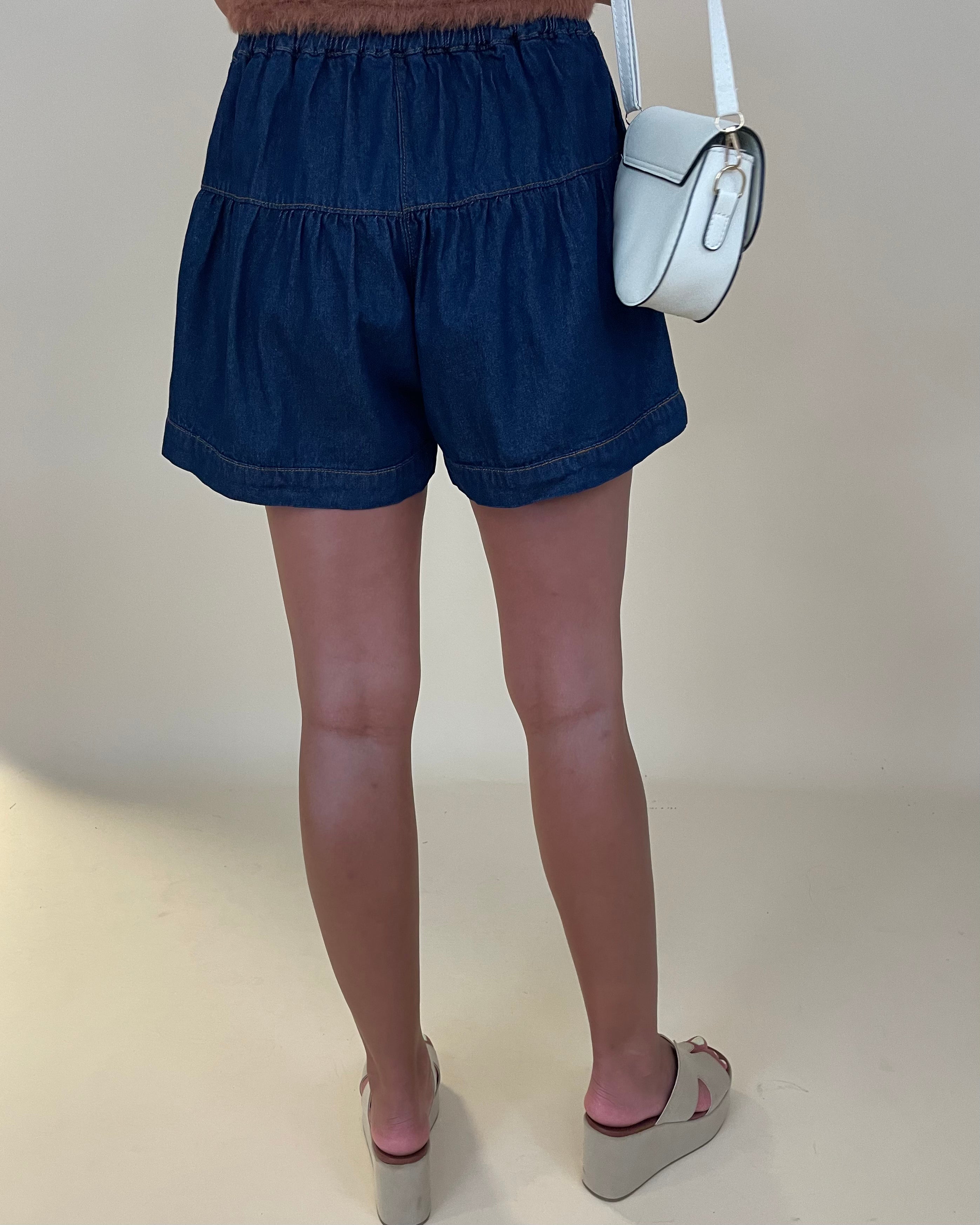 On The Rise Dk Denim Button Shorts-Shop-Womens-Boutique-Clothing