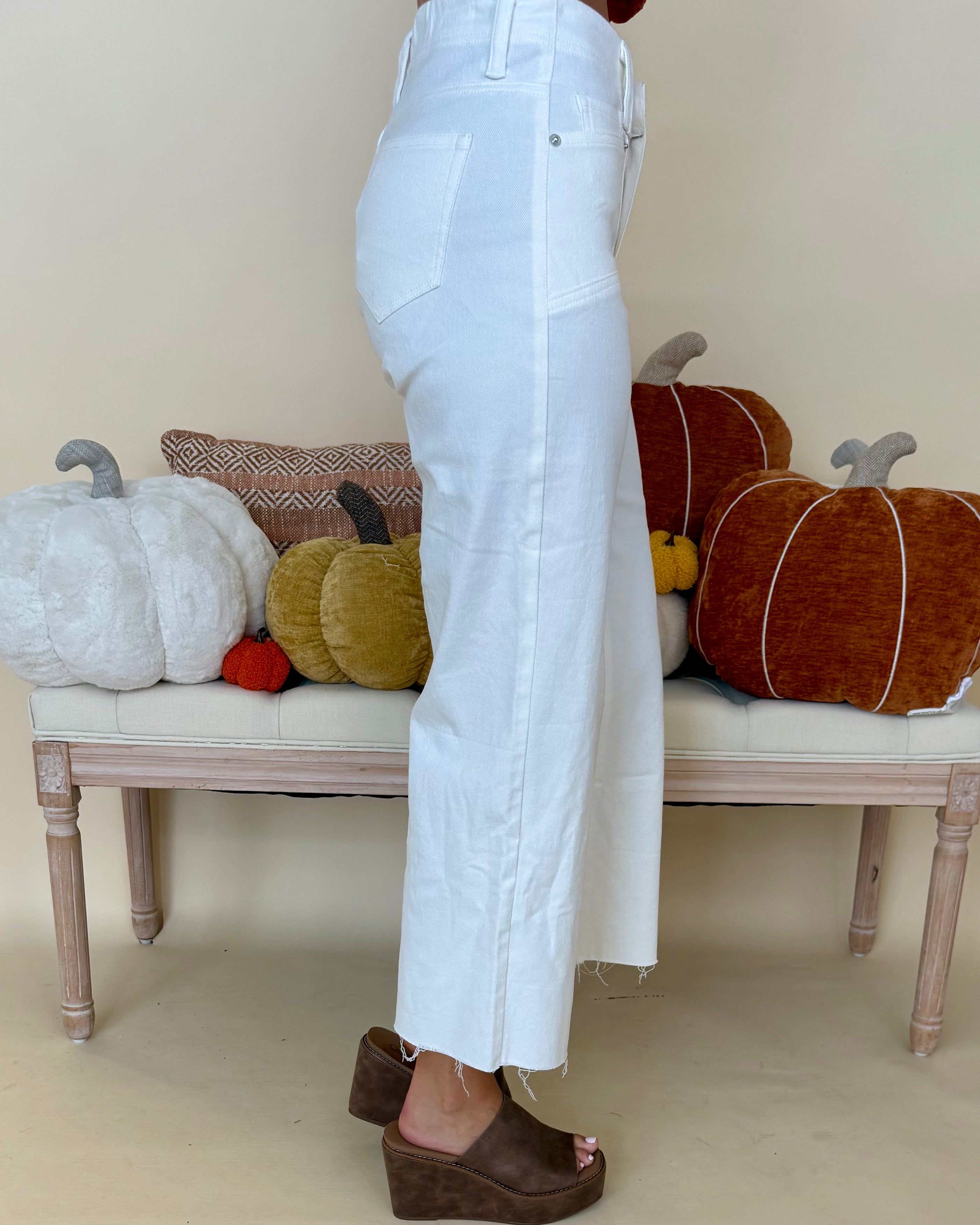 A Minute Off White Slant Pocket Pants-Shop-Womens-Boutique-Clothing
