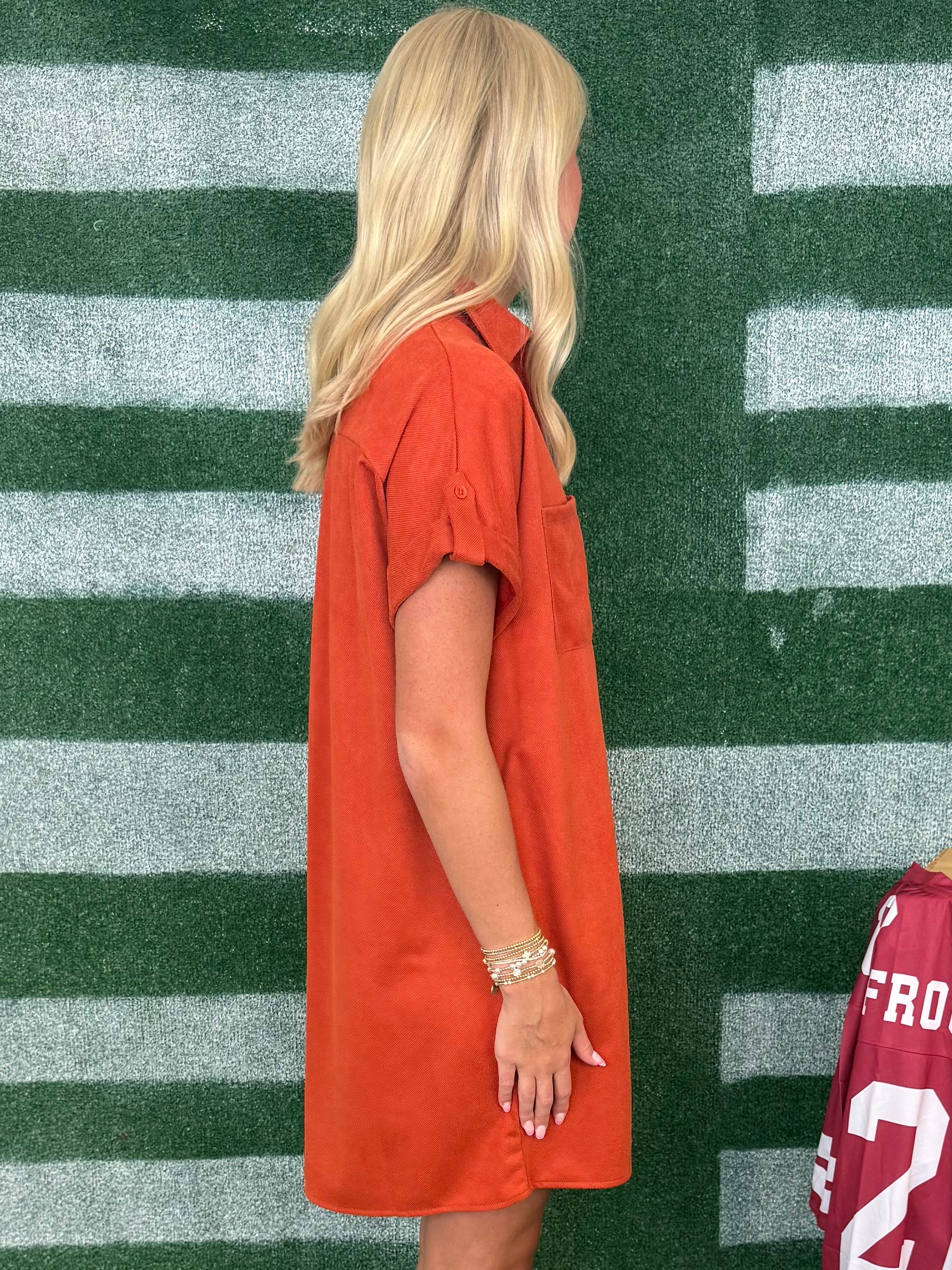 The Little Things Rust Button Up Shirt Dress-Shop-Womens-Boutique-Clothing