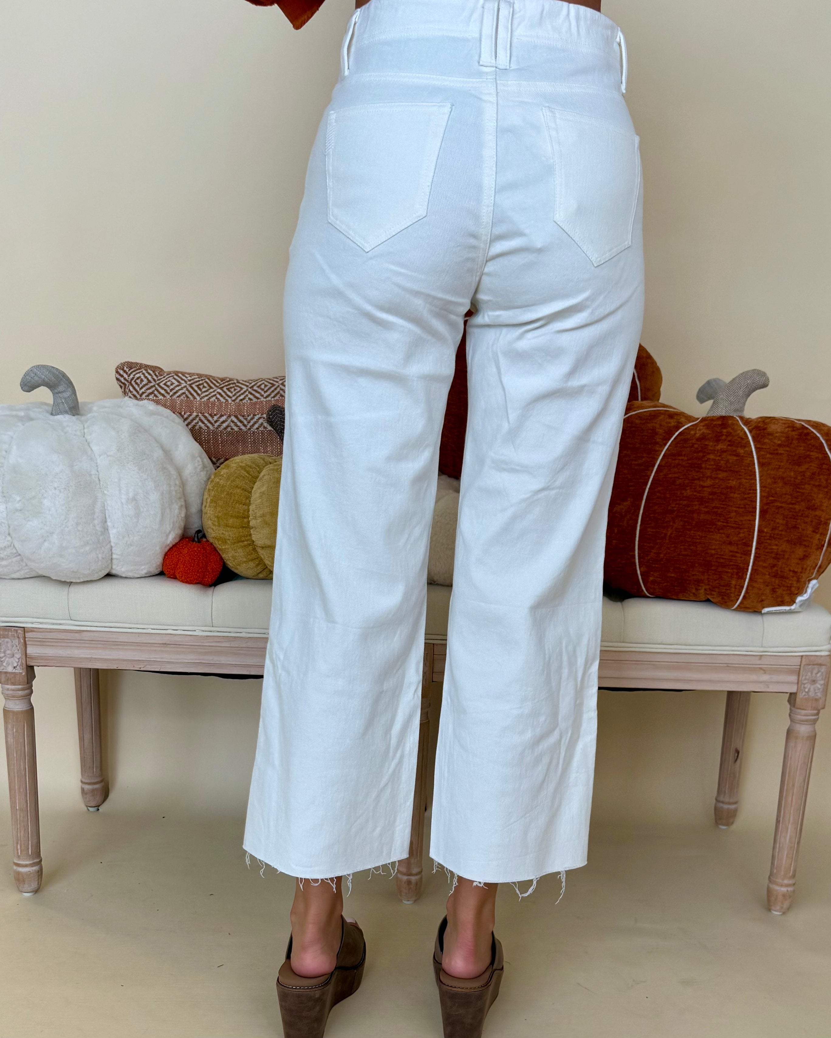 A Minute Off White Slant Pocket Pants-Shop-Womens-Boutique-Clothing