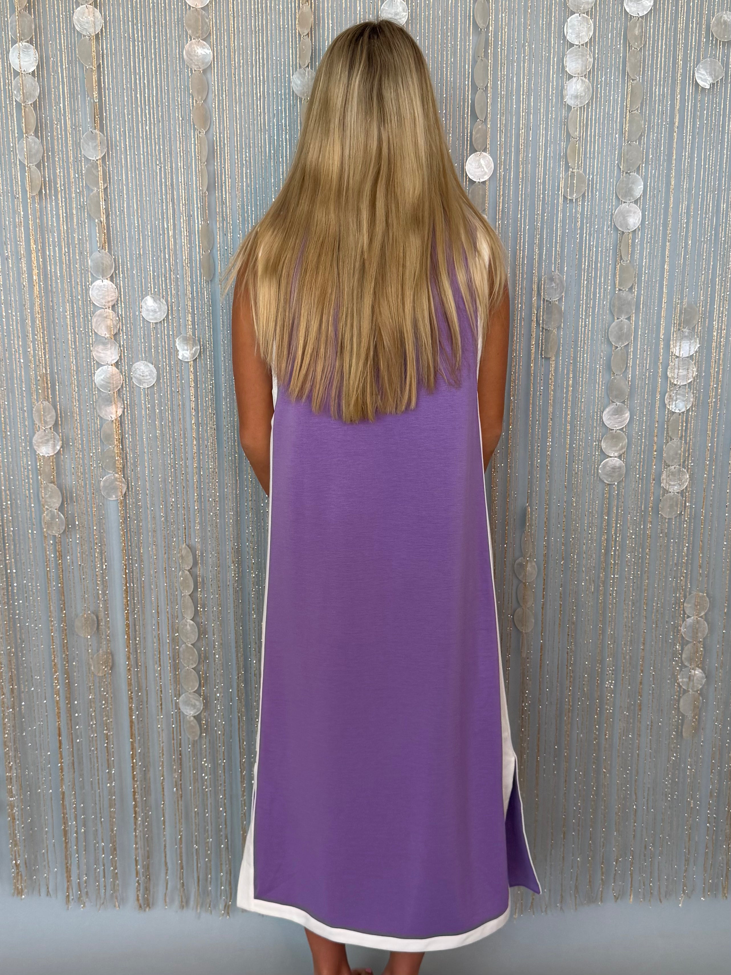 Easy Days Lavender Sleeveless Side Contrast Midi Dress-Shop-Womens-Boutique-Clothing