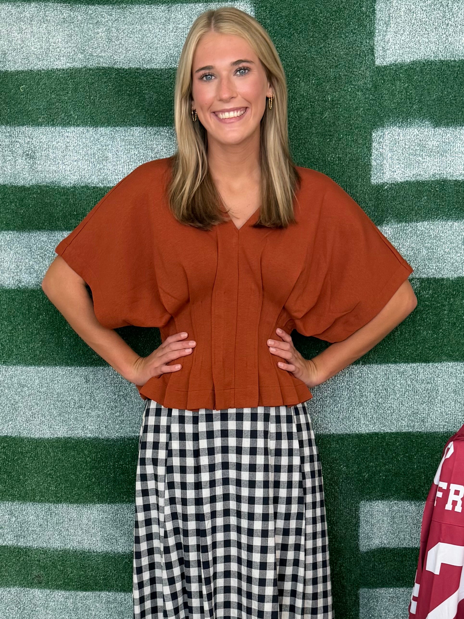 Winning Season Clay Pleated V-Neck Top-Shop-Womens-Boutique-Clothing