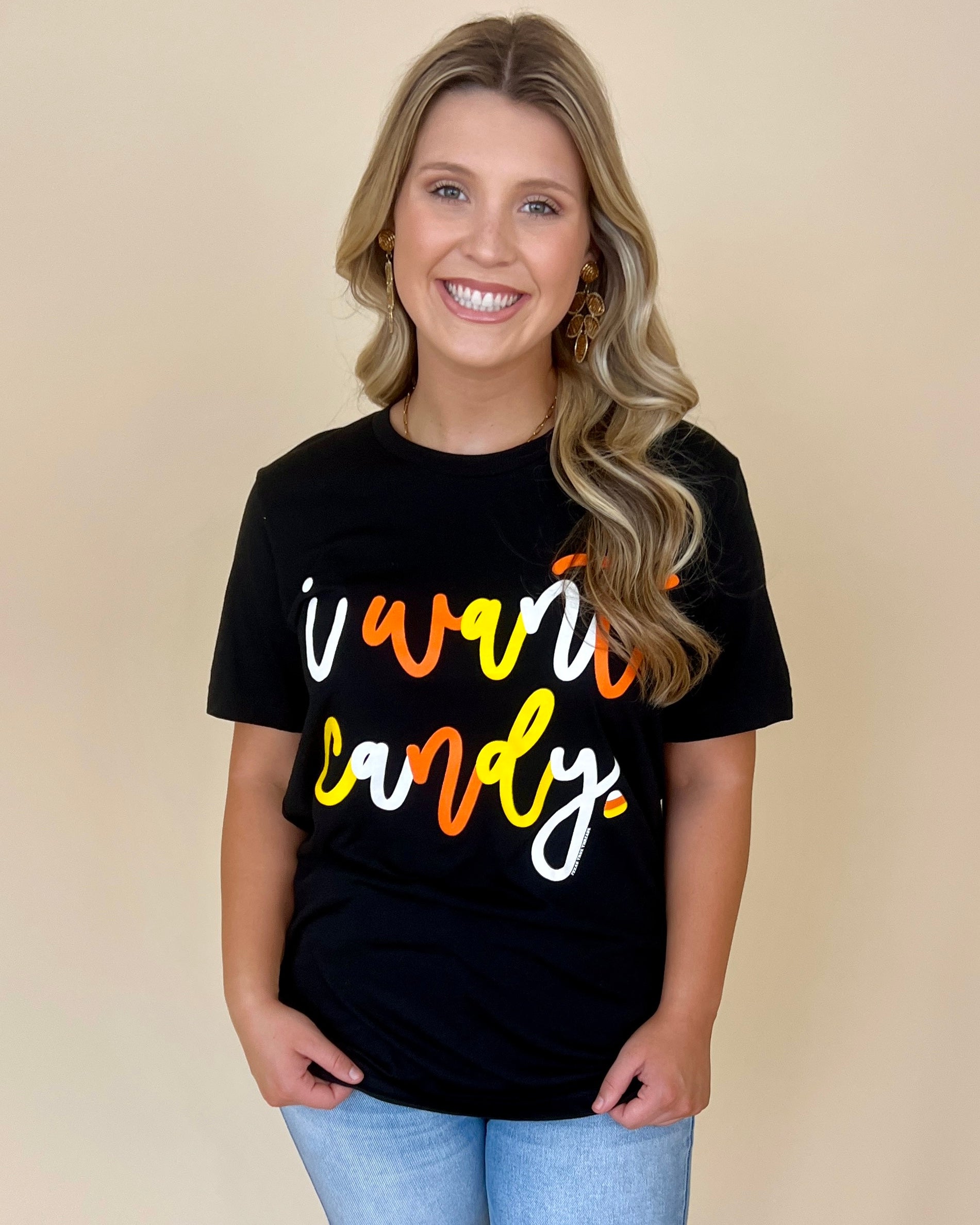 Sugar Rush Black I Want Candy Graphic Tee-Shop-Womens-Boutique-Clothing