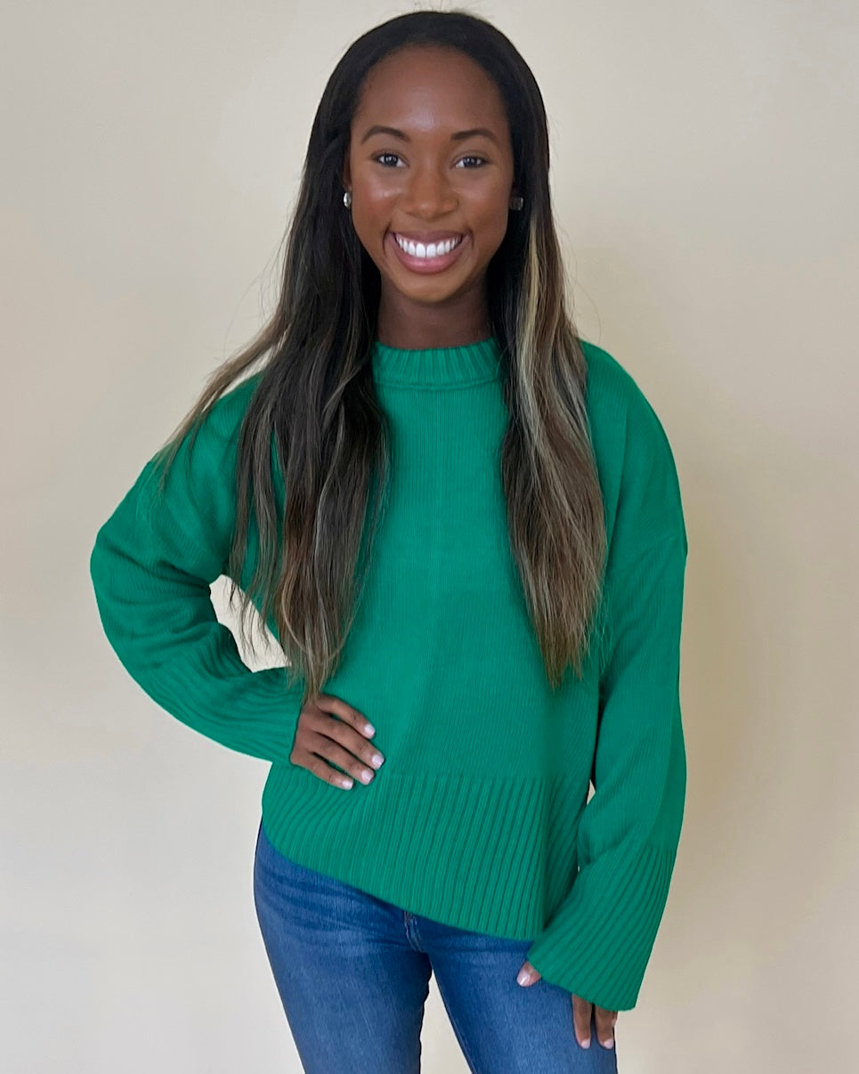 Just So You Kelly Green Knit Sweater-Shop-Womens-Boutique-Clothing