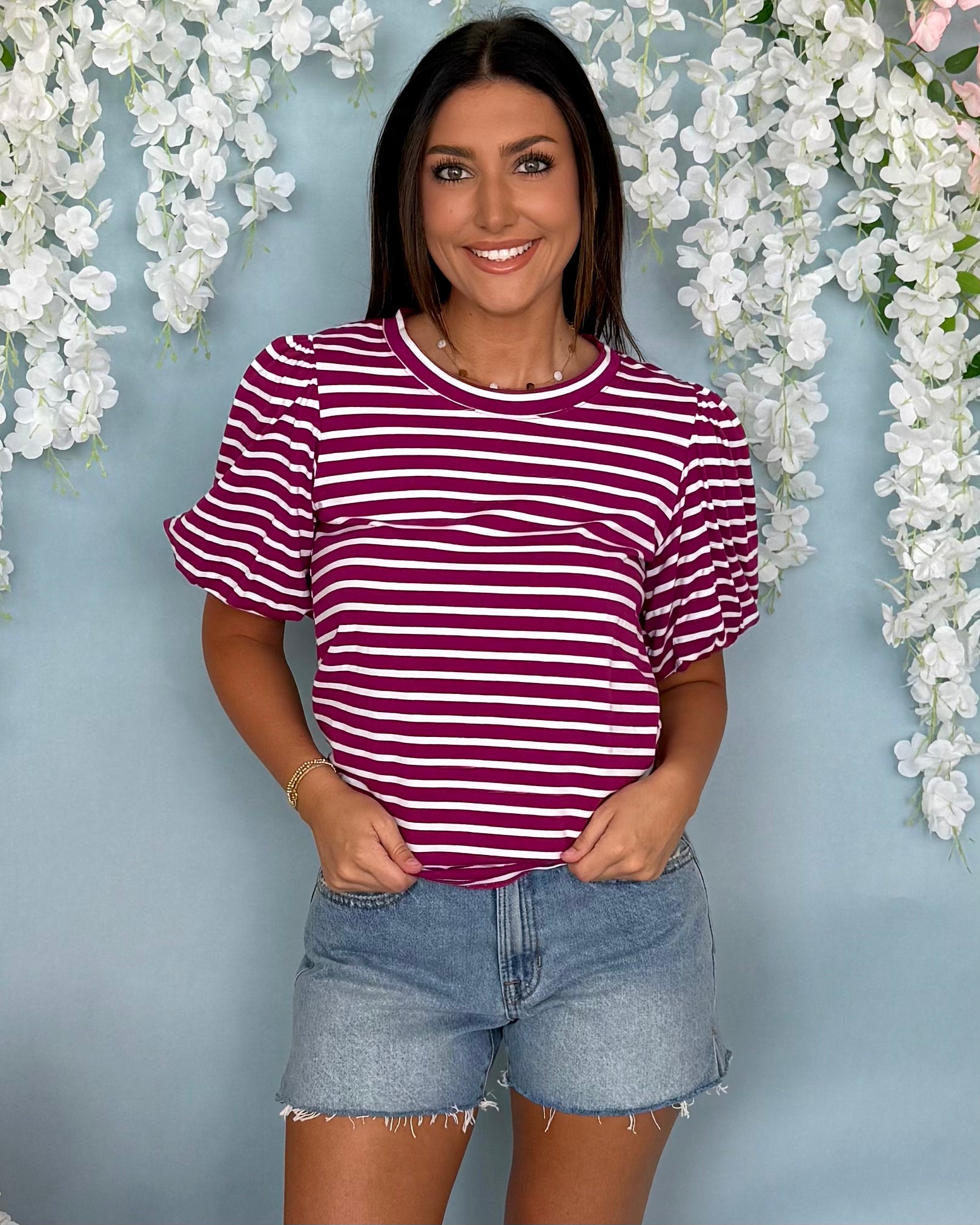 Complete Me Magenta Striped Top-Shop-Womens-Boutique-Clothing