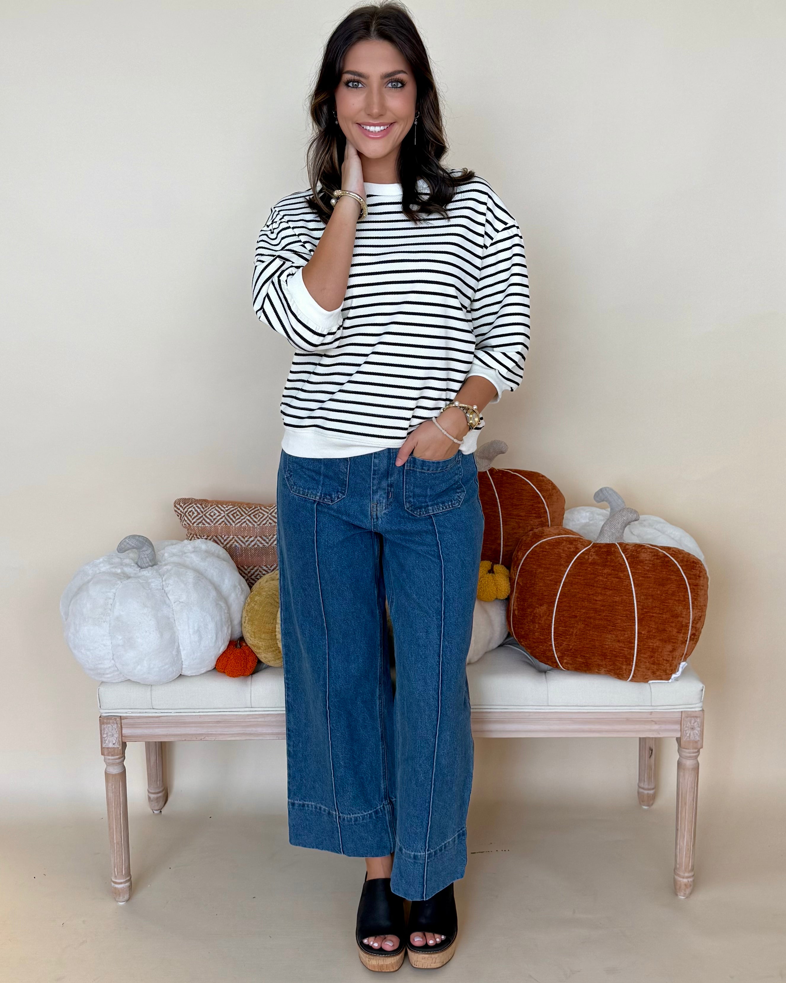New Day Black/Natural Striped Top-Shop-Womens-Boutique-Clothing