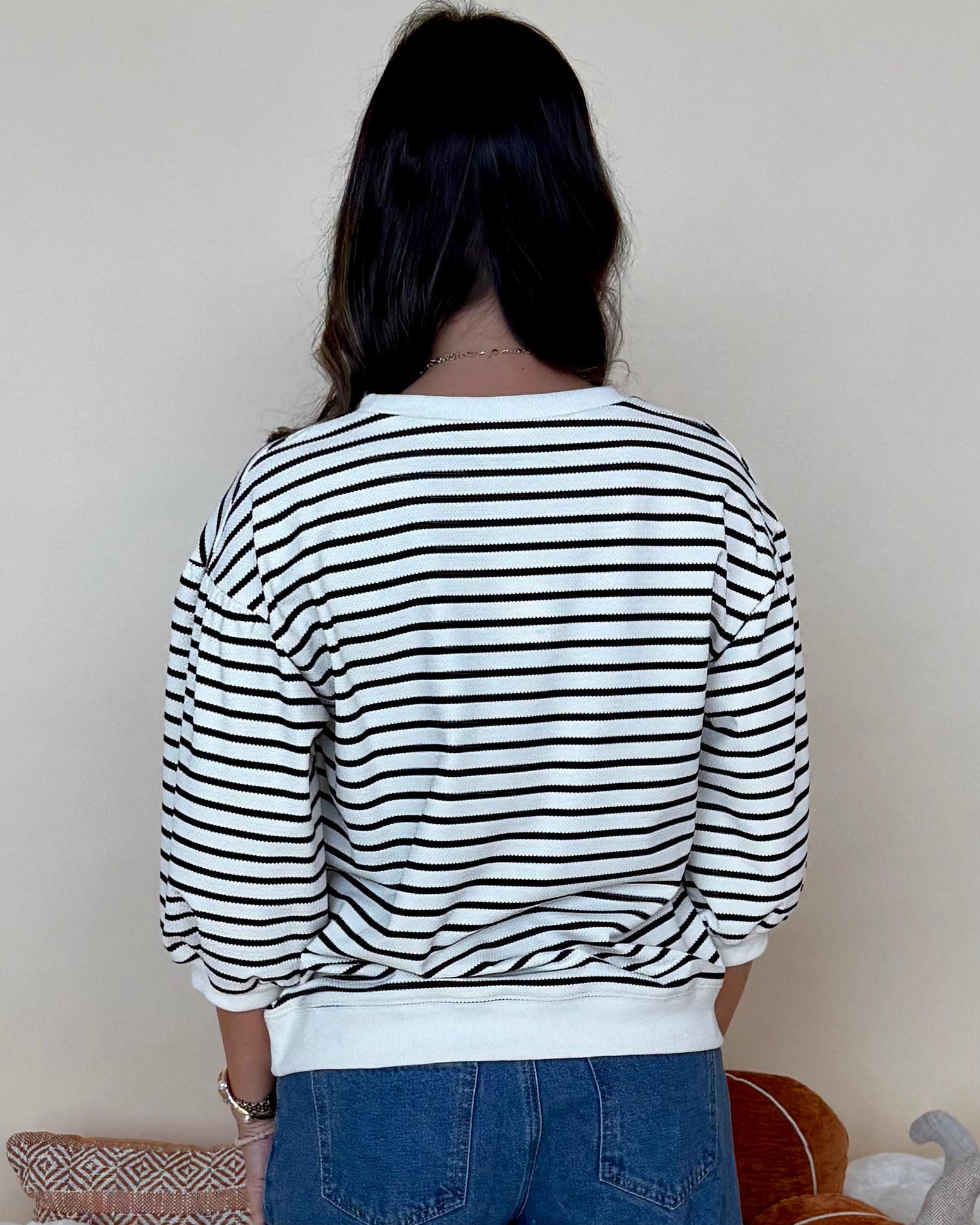 New Day Black/Natural Striped Top-Shop-Womens-Boutique-Clothing