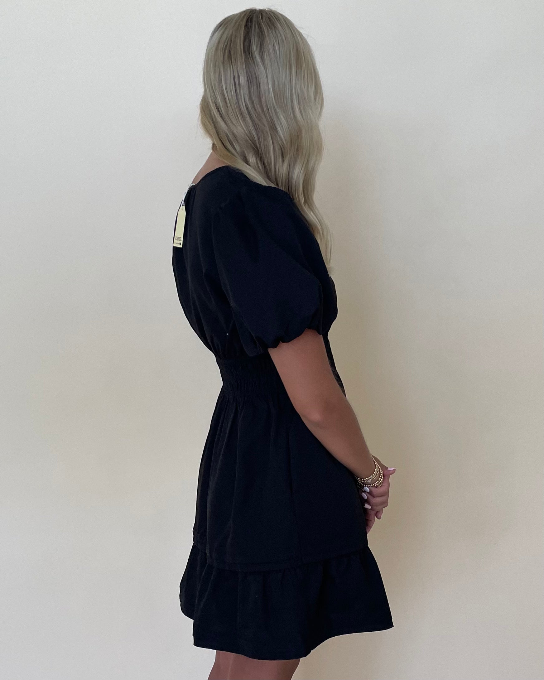 In Pursuit Black Smocked Dress-Shop-Womens-Boutique-Clothing