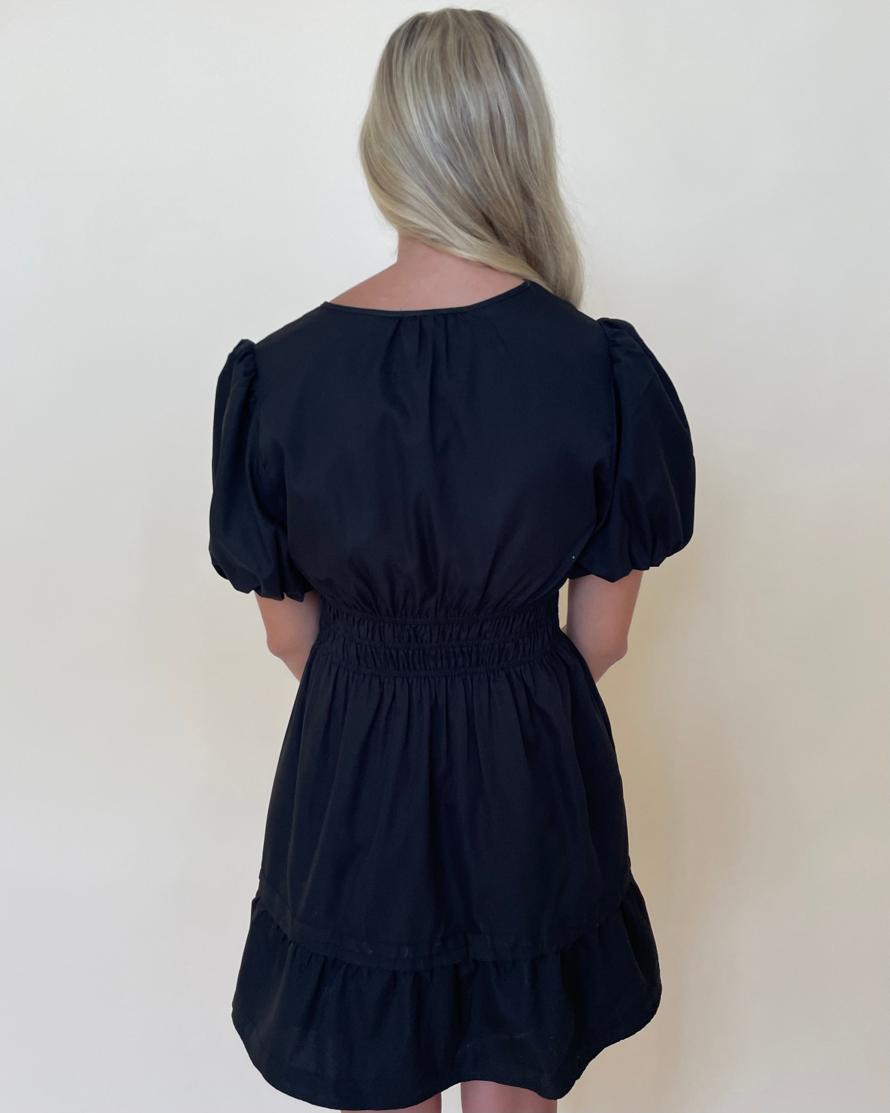 In Pursuit Black Smocked Dress-Shop-Womens-Boutique-Clothing