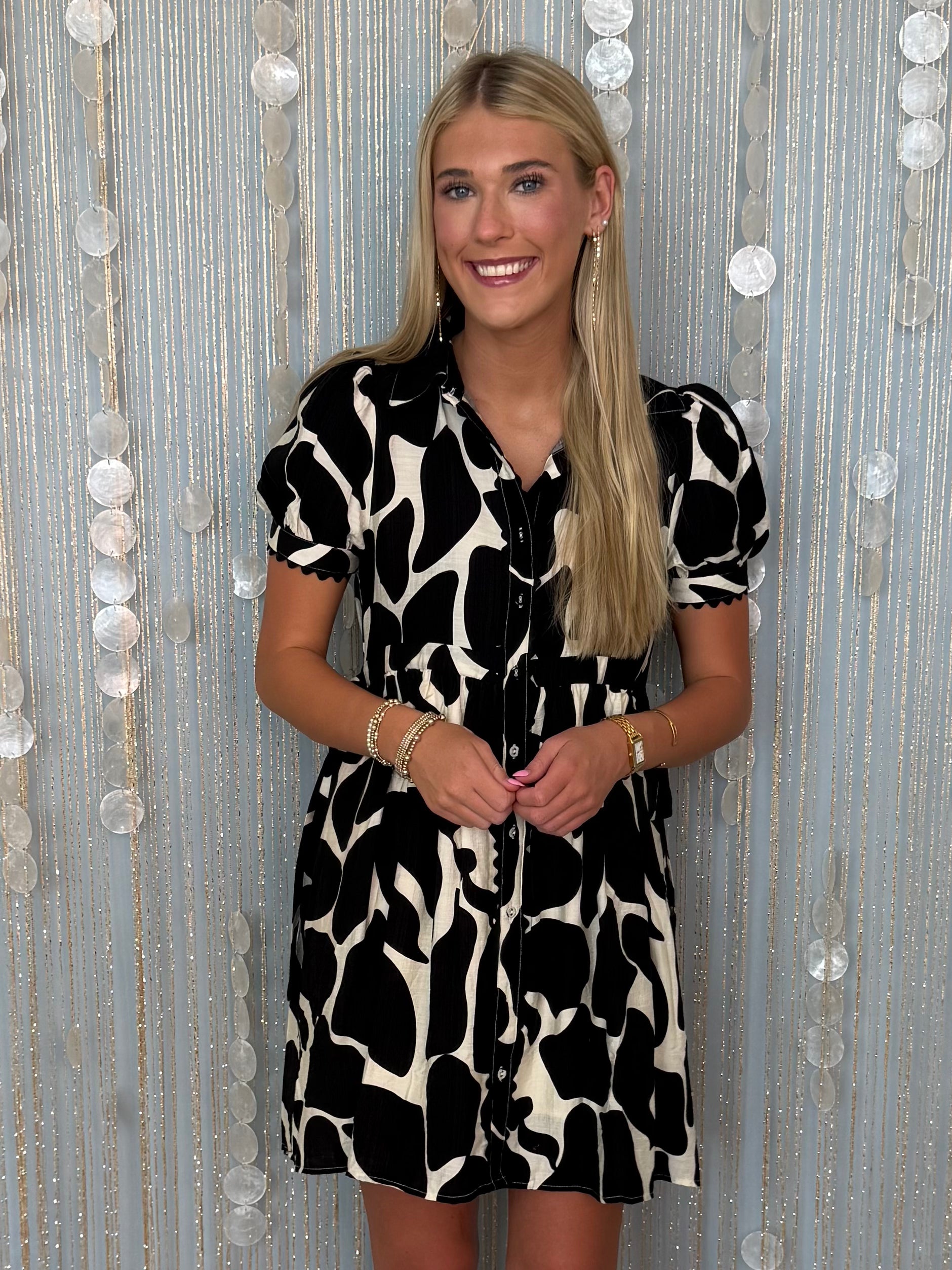 Only Rules Black/Ivory Giraffe Print Dress-Shop-Womens-Boutique-Clothing