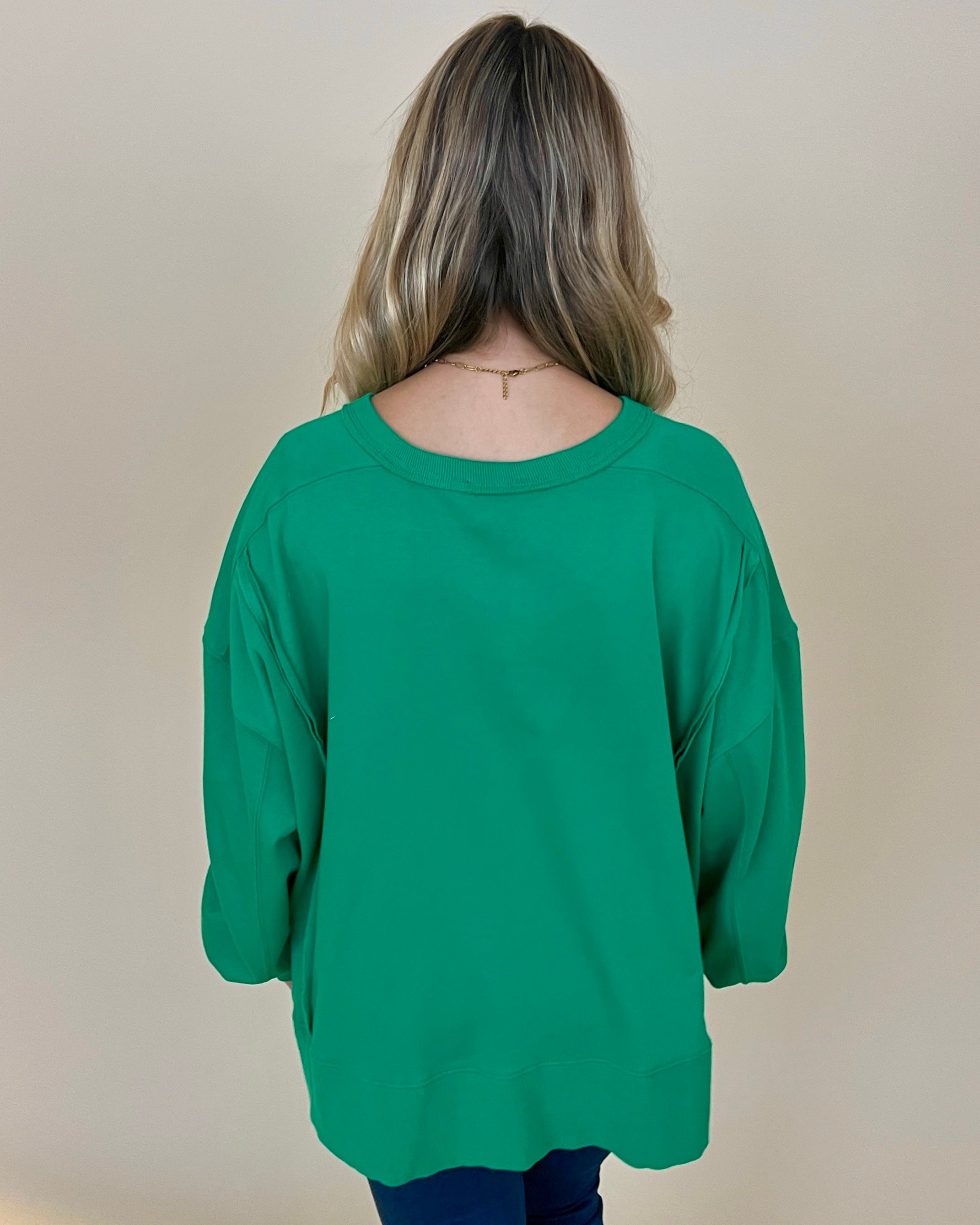 Afternoon Naps Kelly Green Raw Edge Top-Shop-Womens-Boutique-Clothing