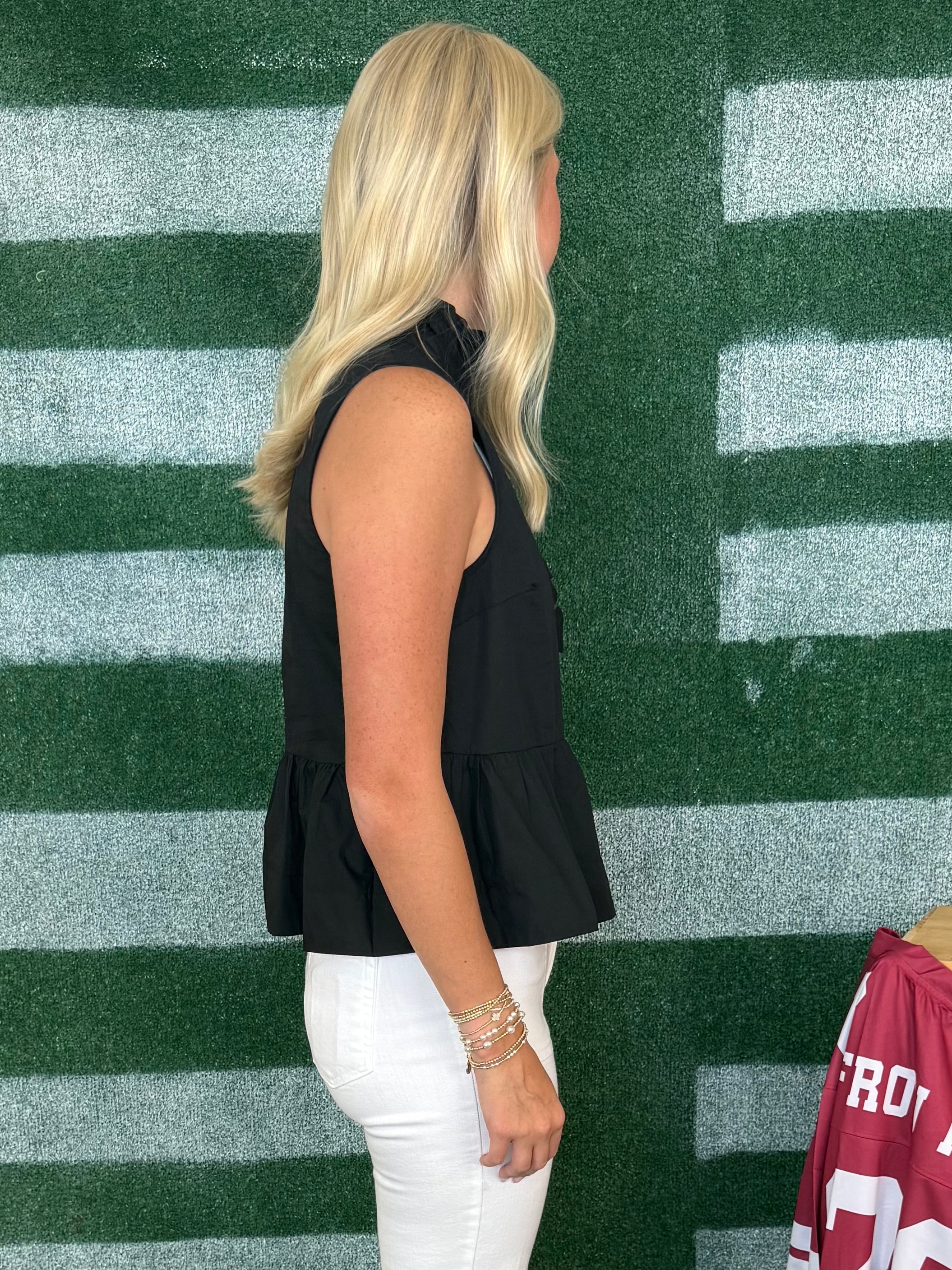 Huddle Up Black Sleeveless Peplum Top-Shop-Womens-Boutique-Clothing