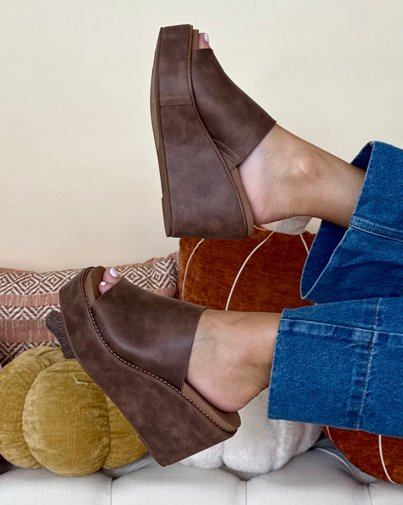 Laney Tan Faux Leather Wedges-Shop-Womens-Boutique-Clothing