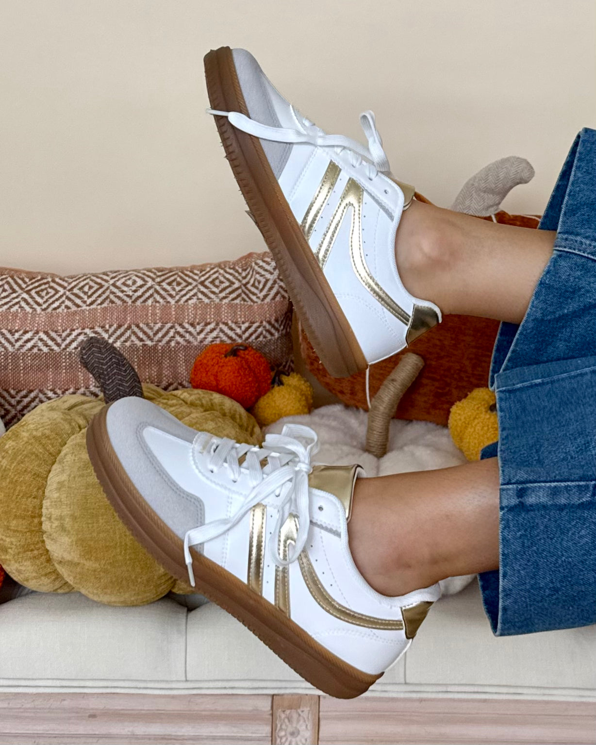 Scottie Gold Combo Lace Up Sneakers-Shop-Womens-Boutique-Clothing