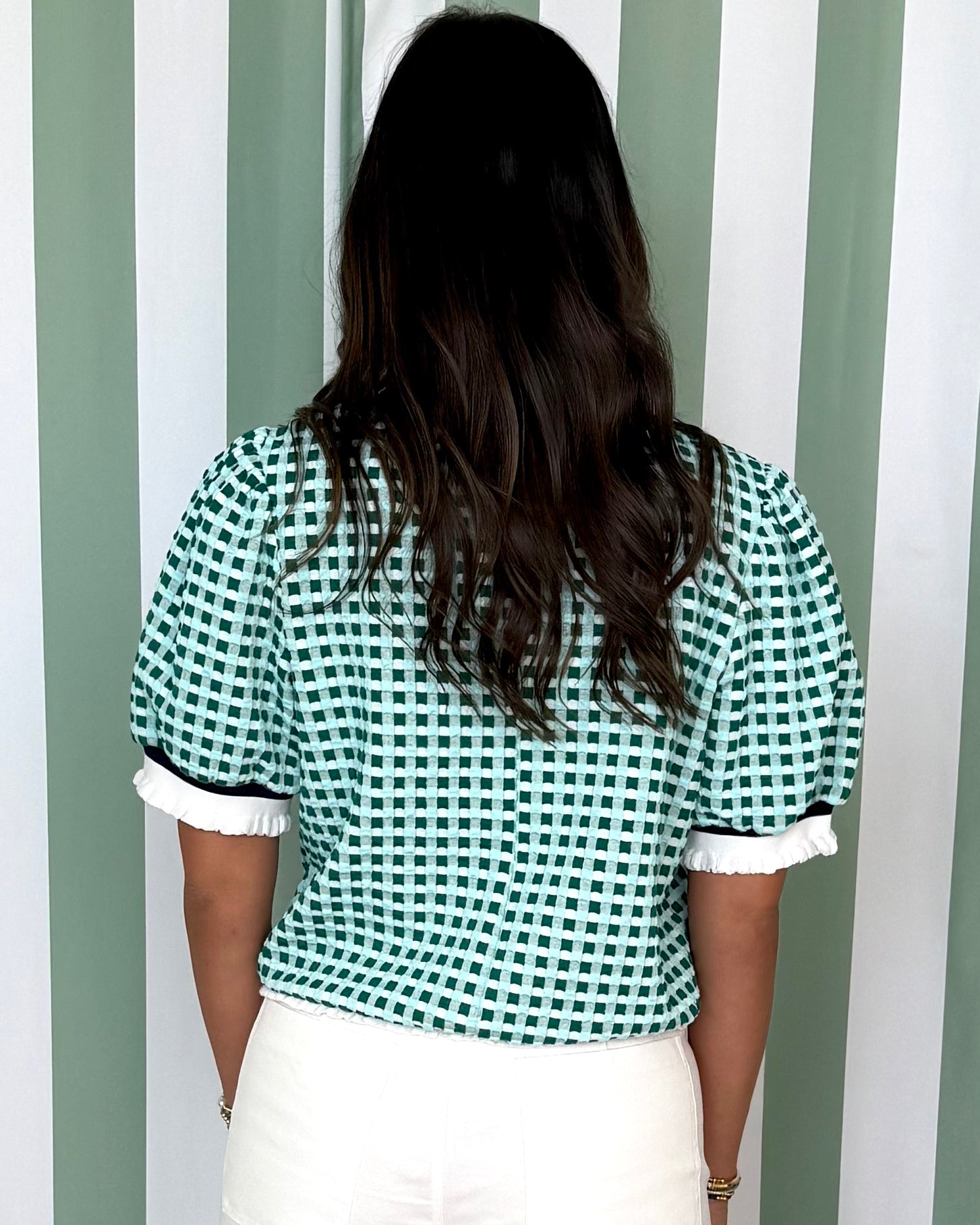 Keep Wondering Mint Textured Plaid Top-Shop-Womens-Boutique-Clothing