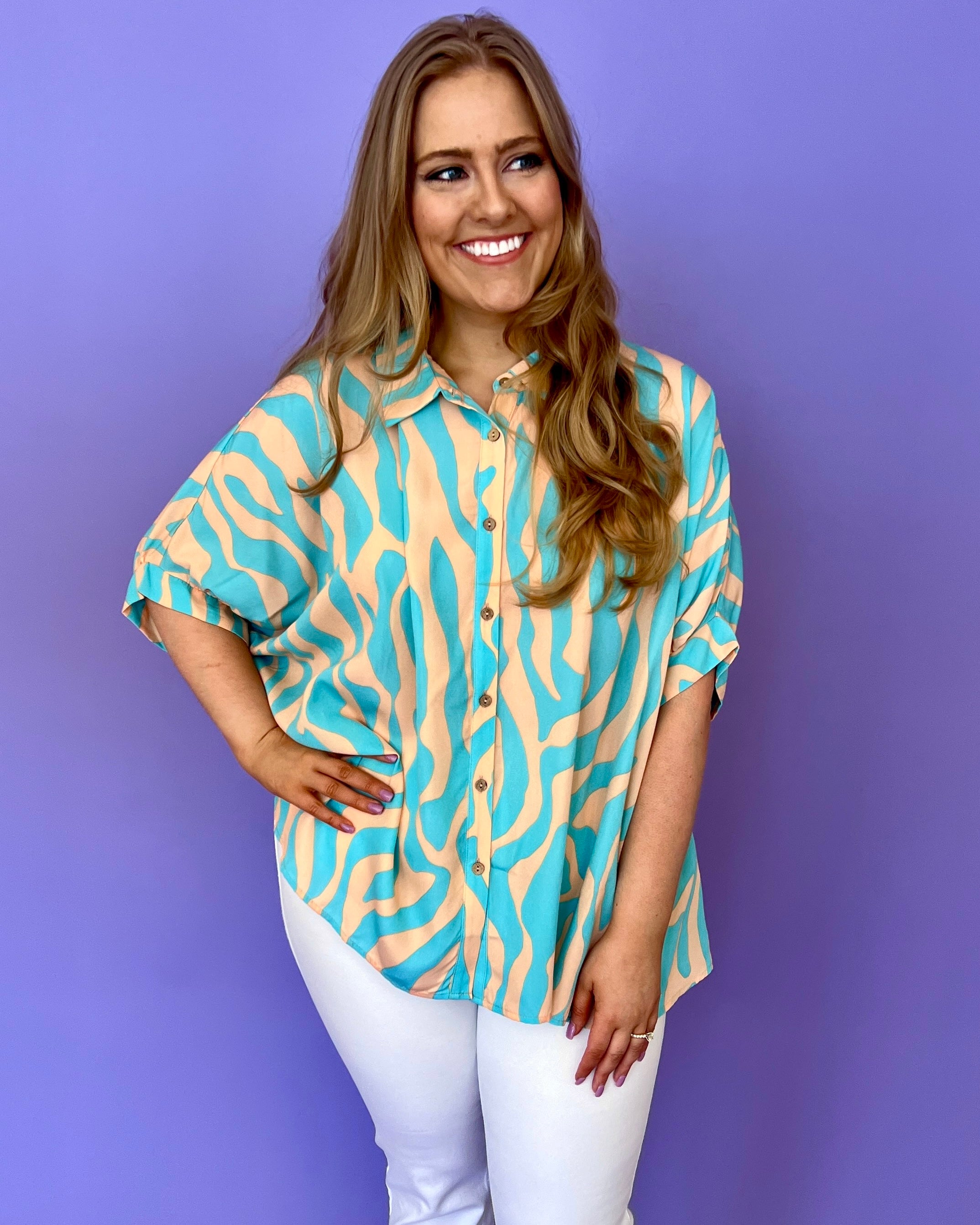 Keep On Cielo Plus Printed Collared Top-Shop-Womens-Boutique-Clothing