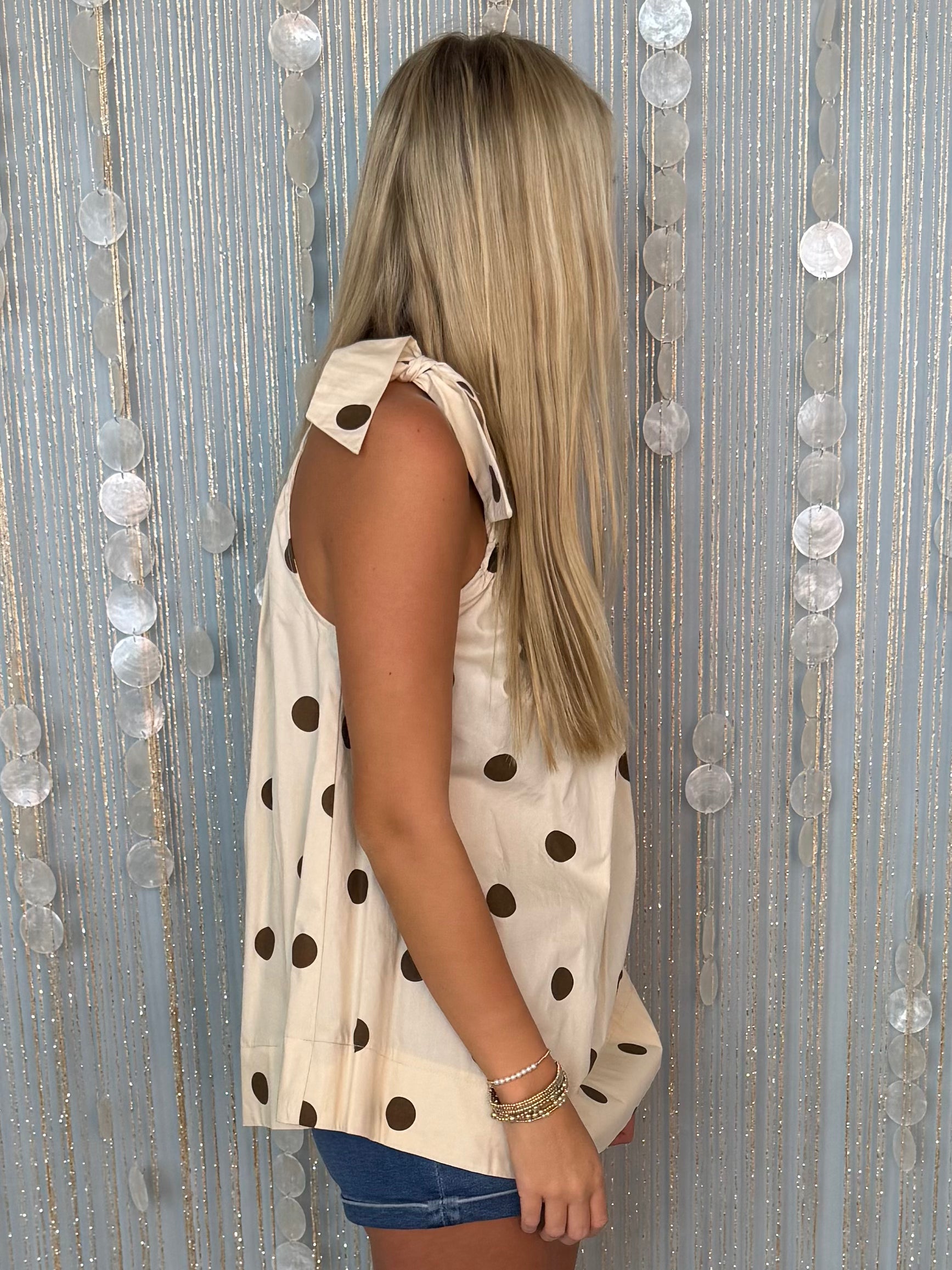 Crystal Clear Brown Polka Dot Top-Shop-Womens-Boutique-Clothing