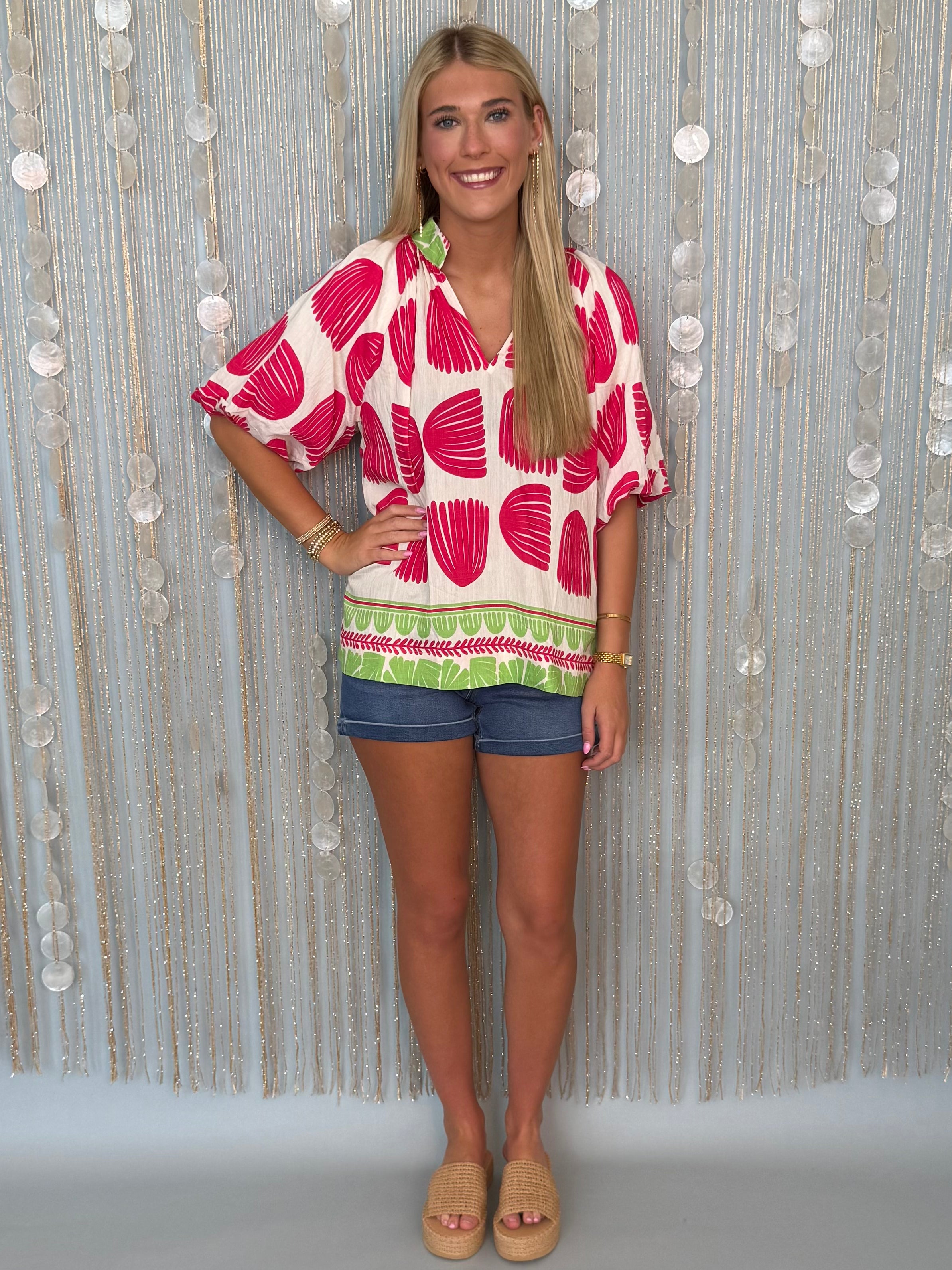 From Here On Pink Mix Print Top-Shop-Womens-Boutique-Clothing