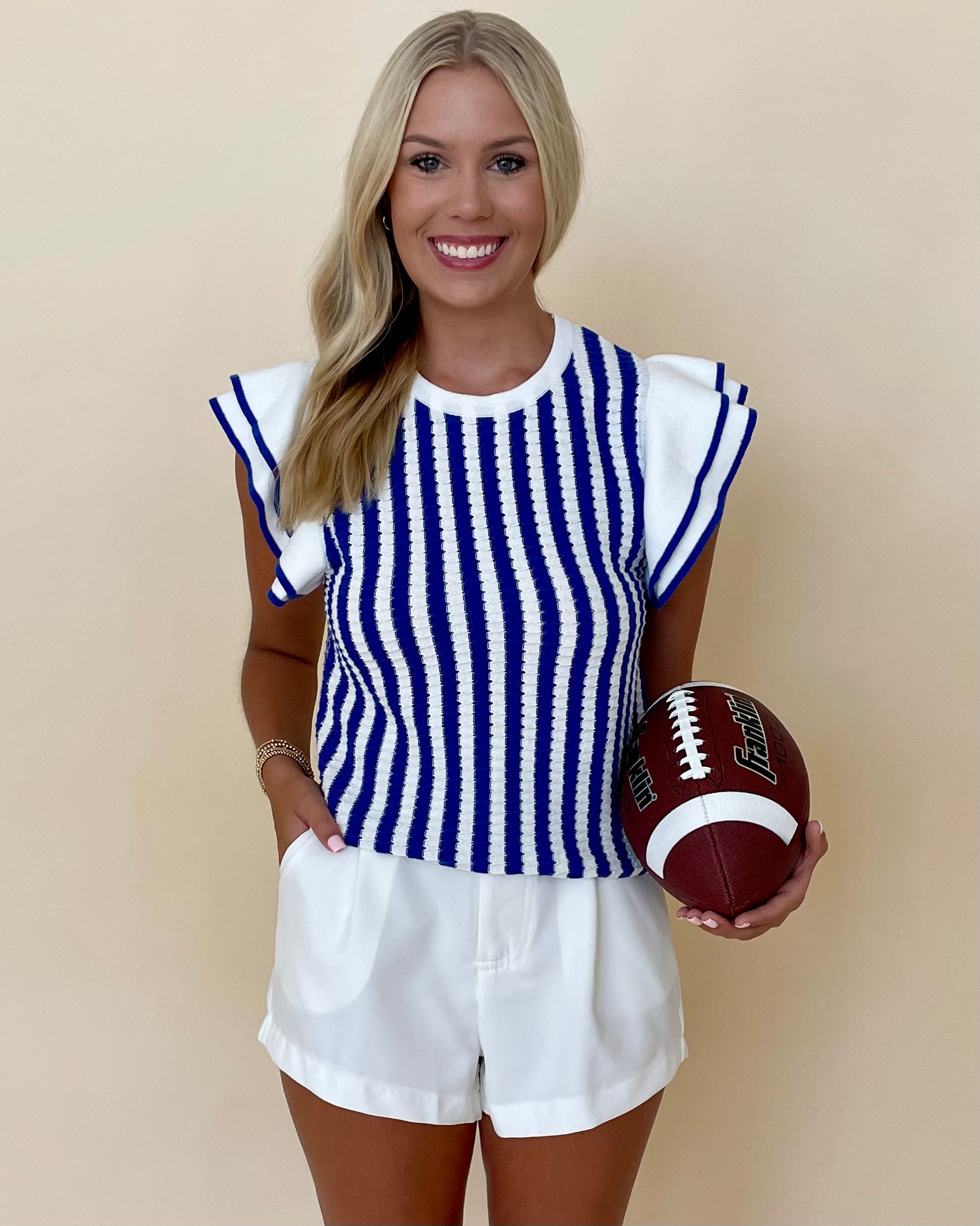 By Halftime Royal Blue Striped Sweater-Shop-Womens-Boutique-Clothing