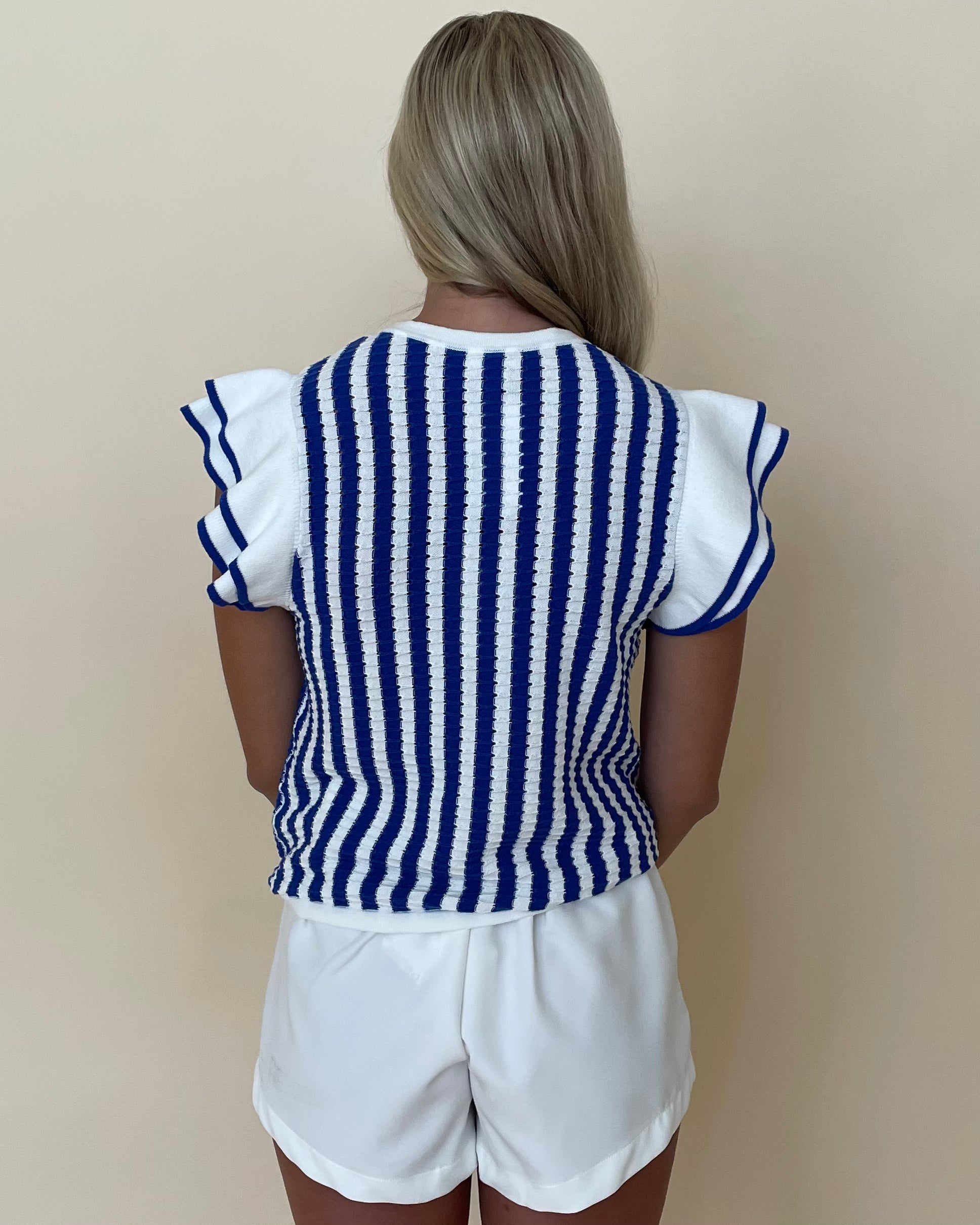 By Halftime Royal Blue Striped Sweater-Shop-Womens-Boutique-Clothing