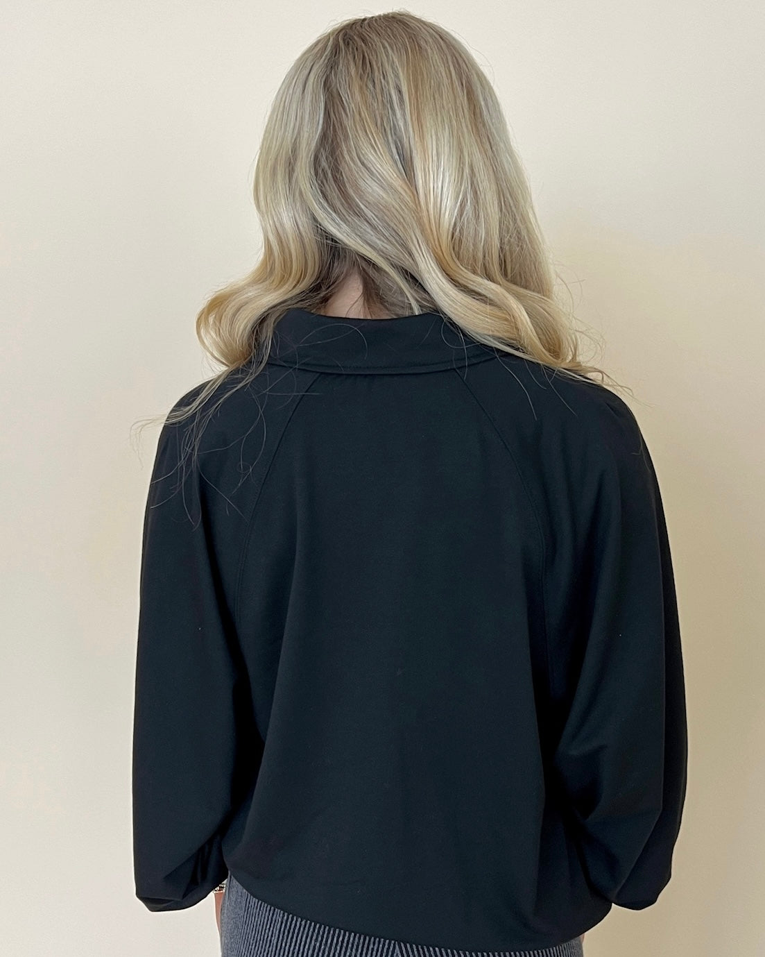 Keep Track Black Collared Sweatshirt-Shop-Womens-Boutique-Clothing