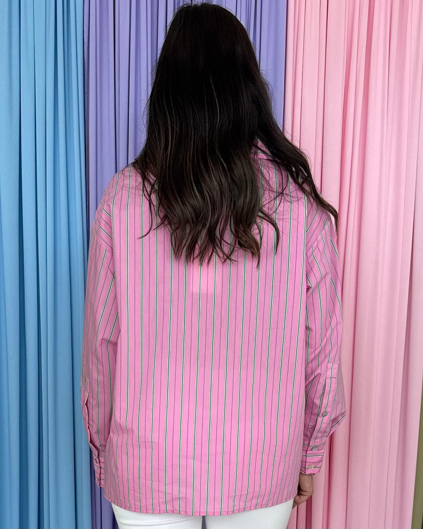 Yours Truly Pink Striped Button Down Top-Shop-Womens-Boutique-Clothing