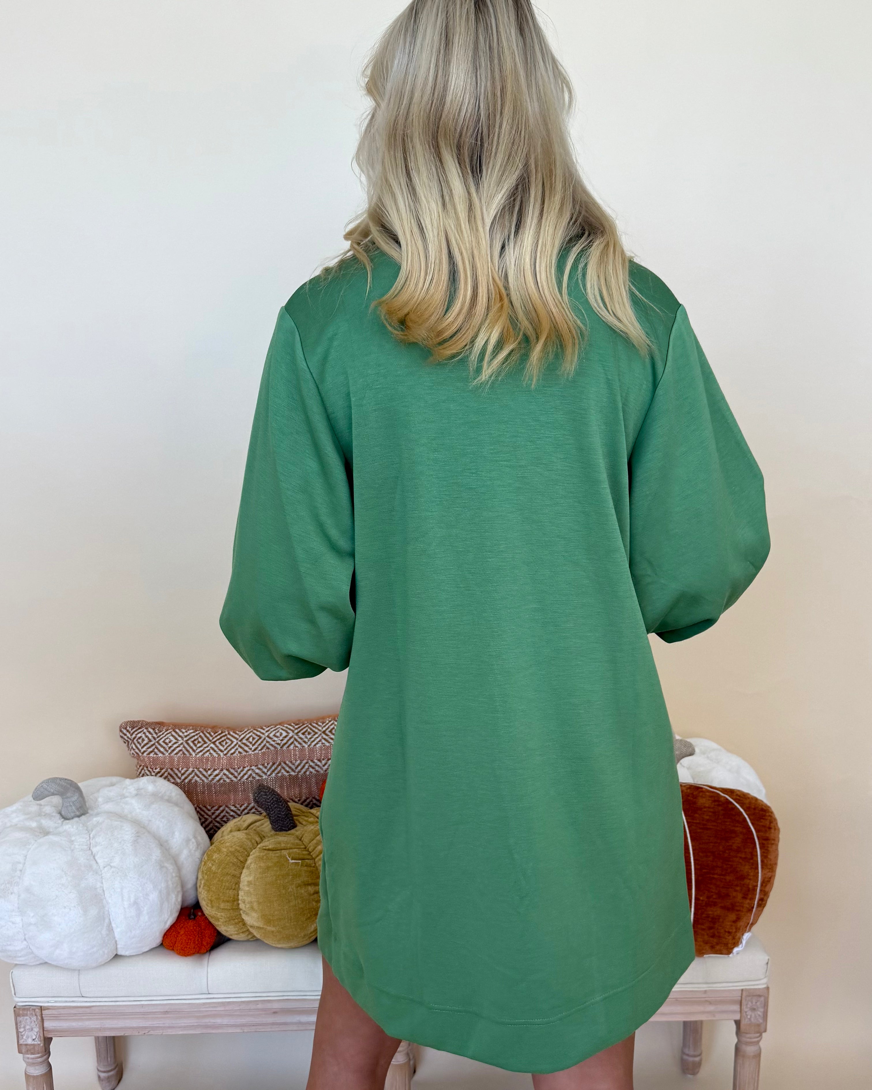 Charming View Green Front Pleated Dress-Shop-Womens-Boutique-Clothing