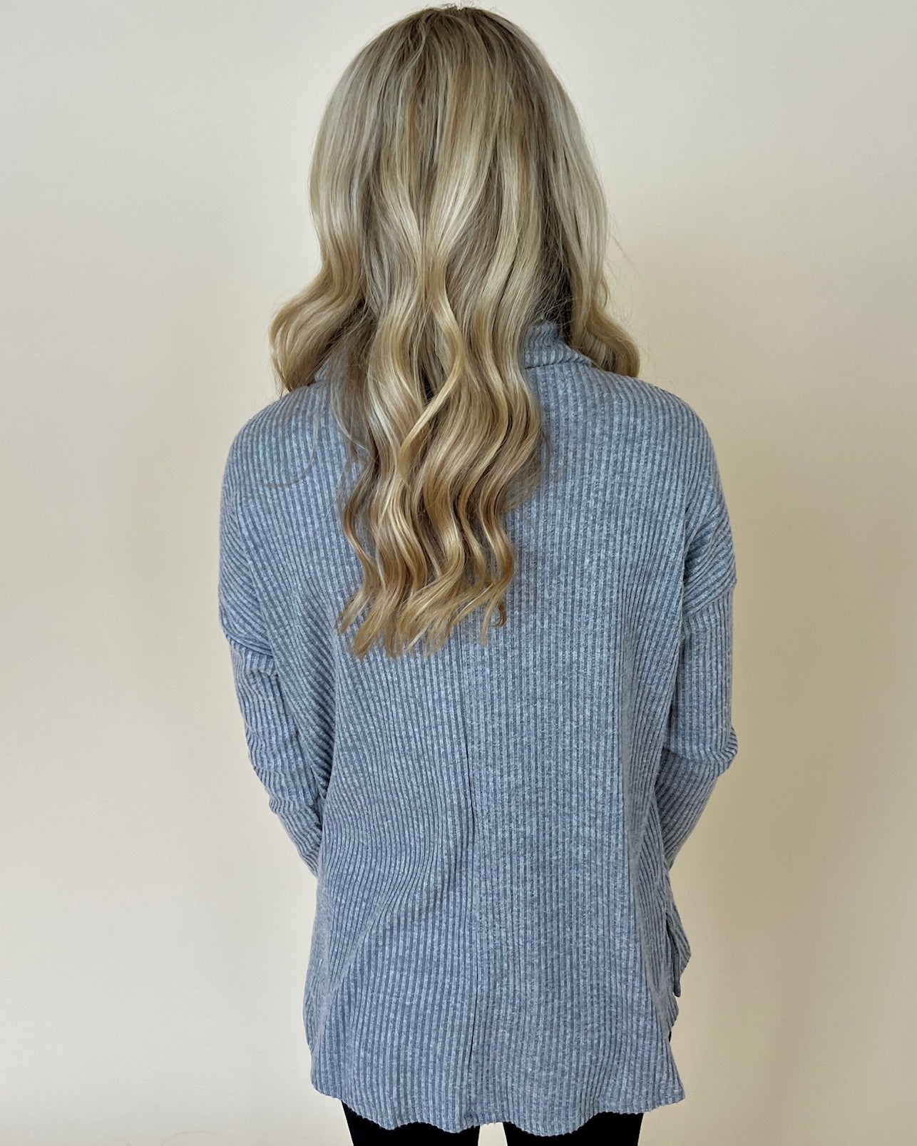 Pull You In Grey Ribbed Cowl Top-Shop-Womens-Boutique-Clothing