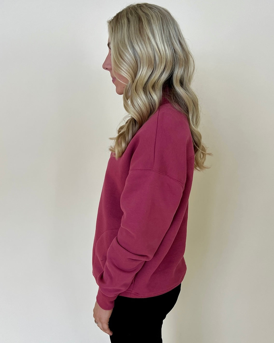 Staying In Viva Magenta Ribbed Sweatshirt-Shop-Womens-Boutique-Clothing