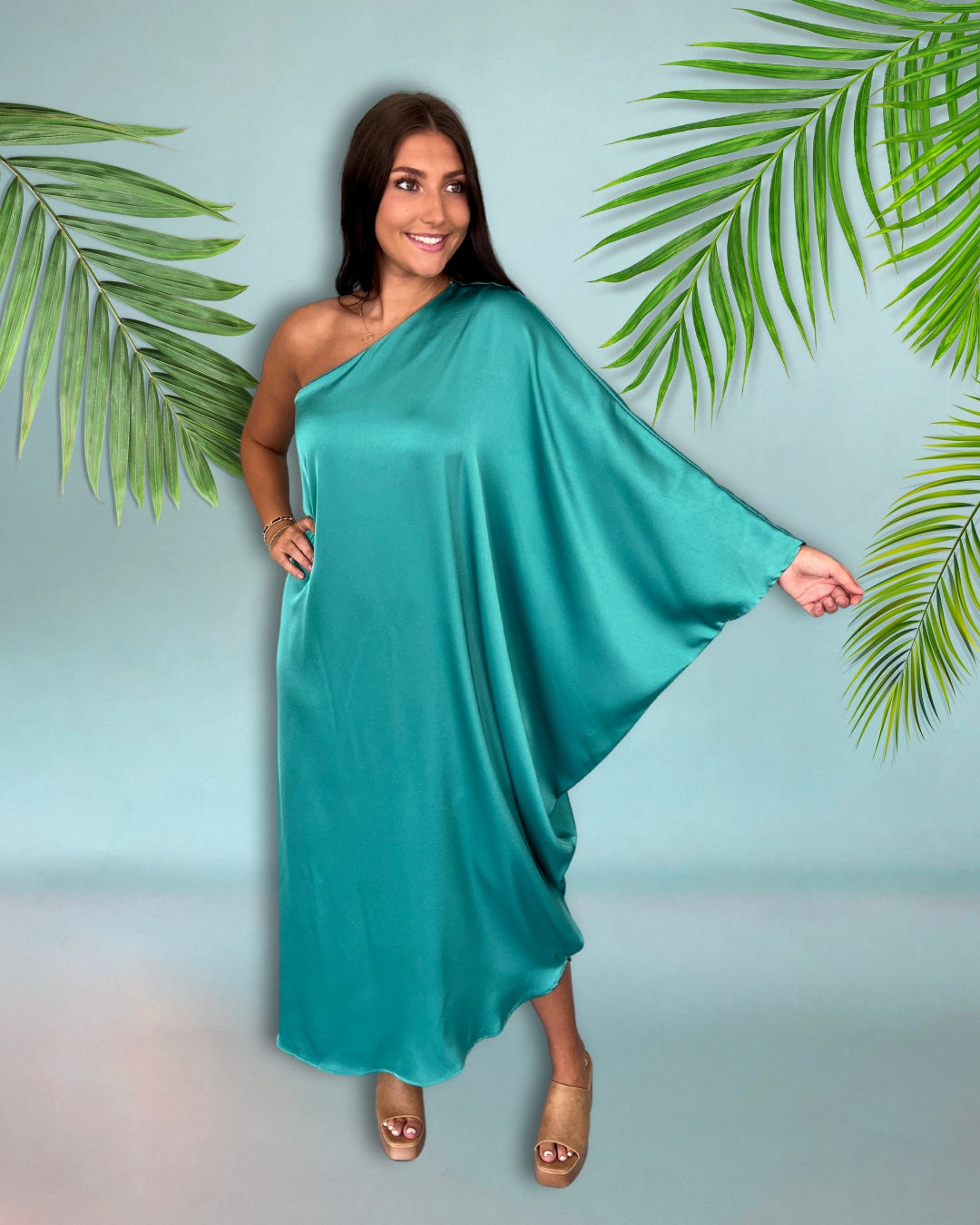 Can't Dream Without You Green Satin Maxi Dress-Shop-Womens-Boutique-Clothing