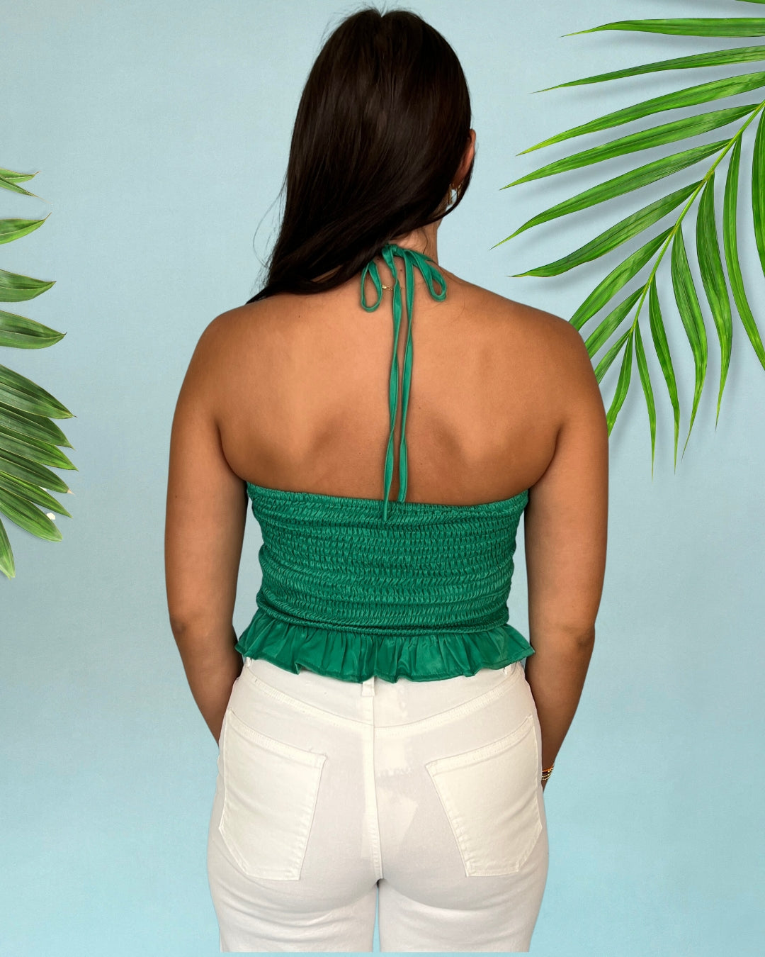 Star Of It All Green Ruched Keyhole Crop Top-Shop-Womens-Boutique-Clothing