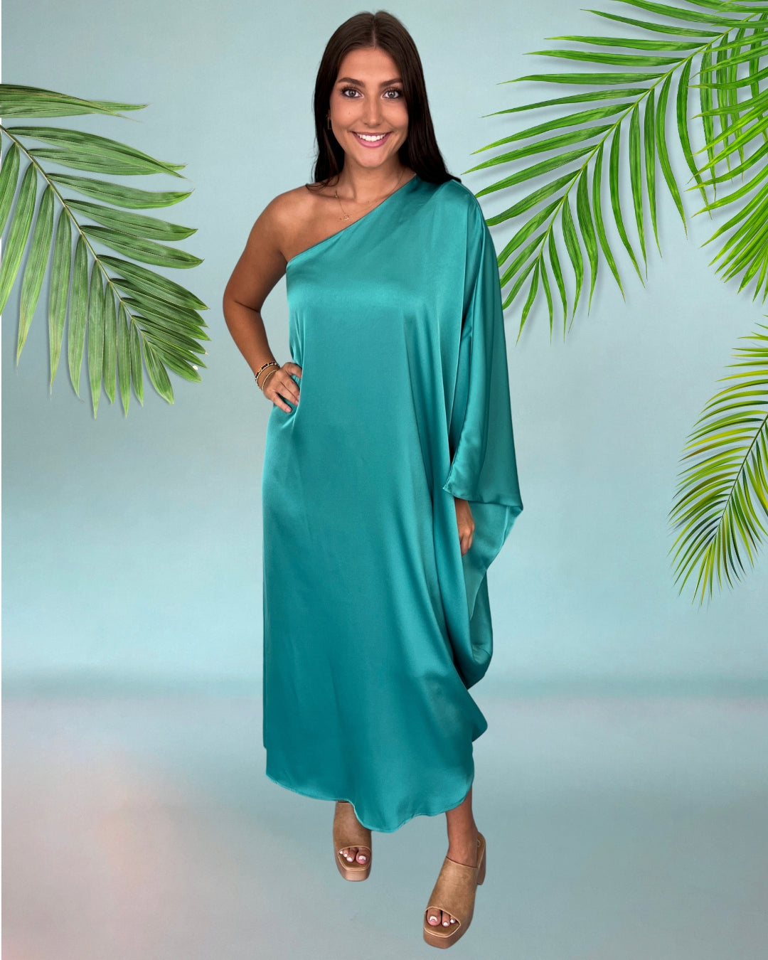 Can't Dream Without You Green Satin Maxi Dress-Shop-Womens-Boutique-Clothing