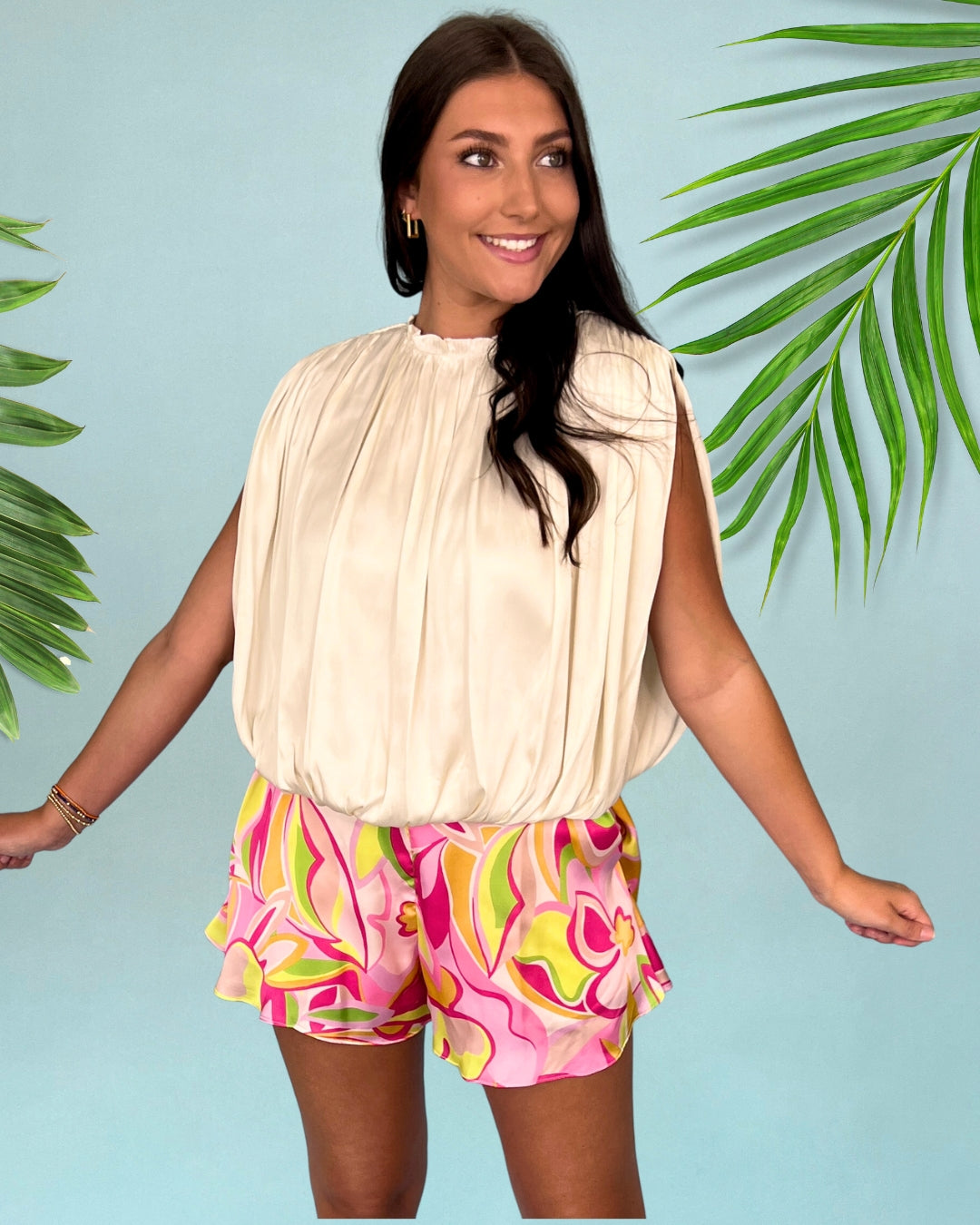Find A Getaway Pink Printed Multi Color Shorts-Shop-Womens-Boutique-Clothing