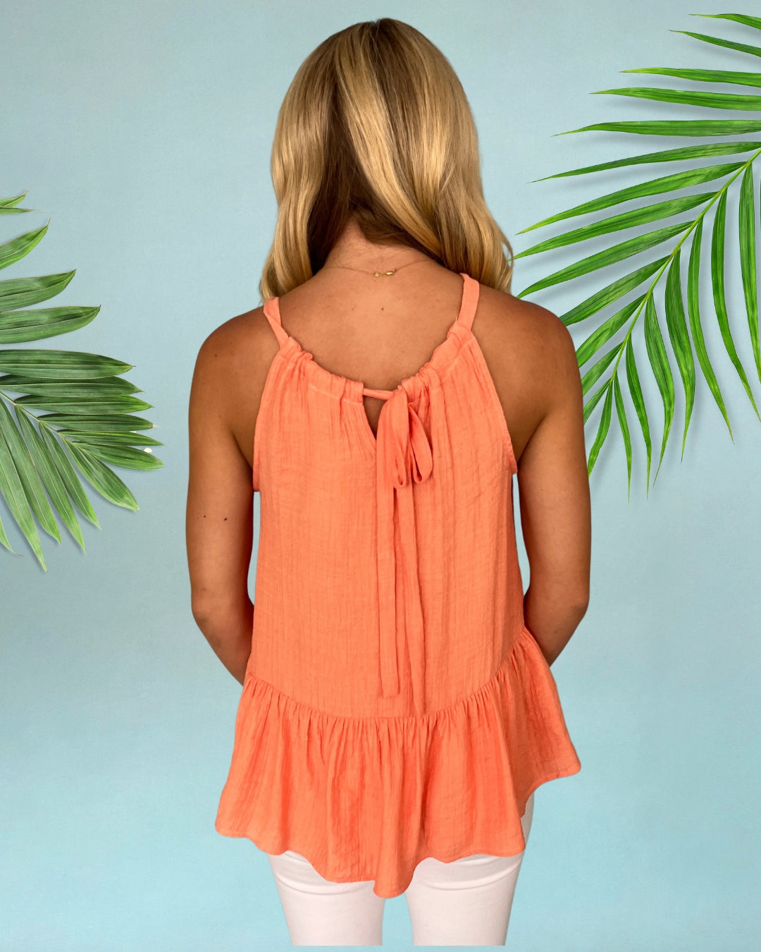 Just Add Waves Coral Babydoll Sleeveless Tank Top-Shop-Womens-Boutique-Clothing