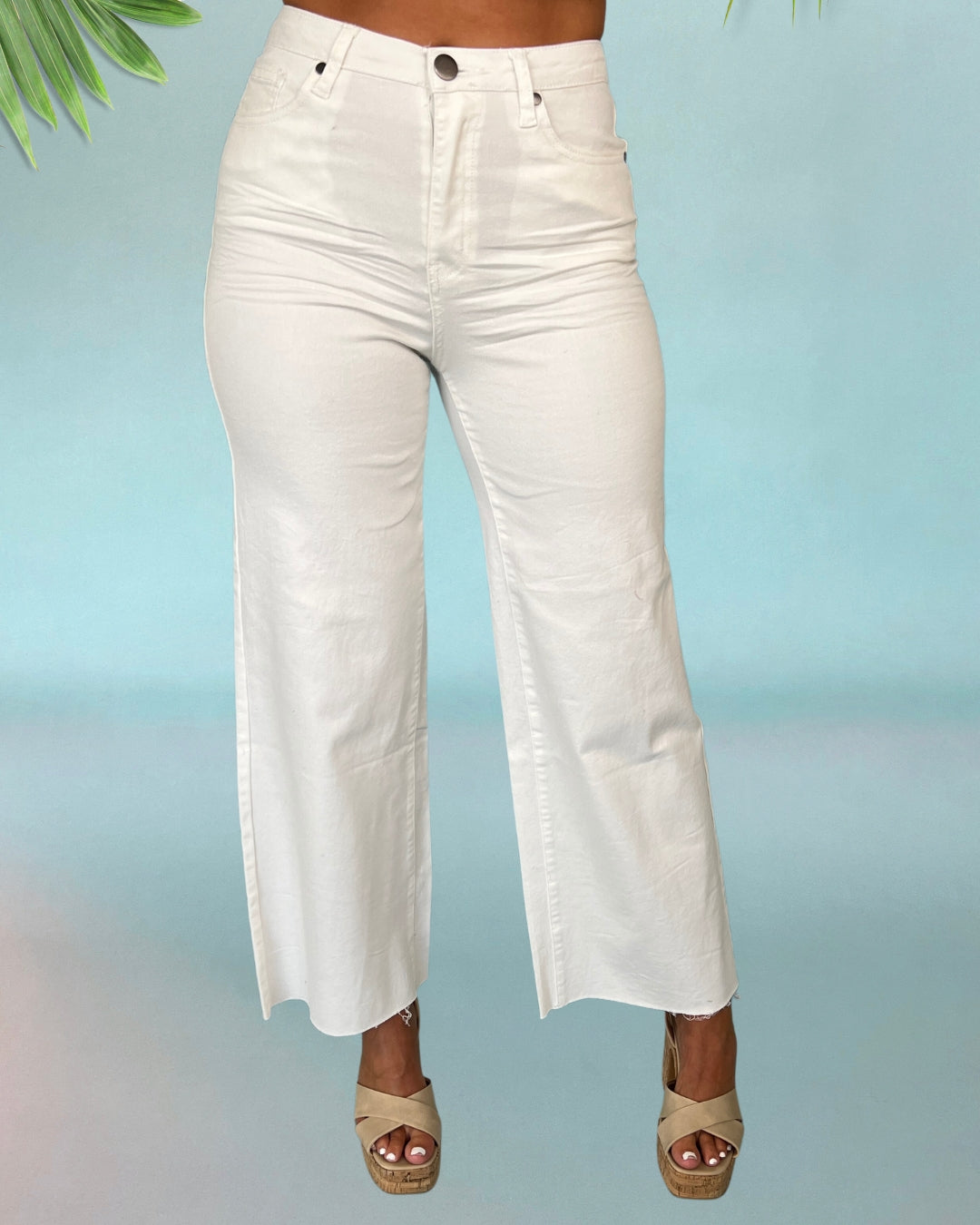 I Will Wait White High Rise Wide Leg Jeans-Shop-Womens-Boutique-Clothing