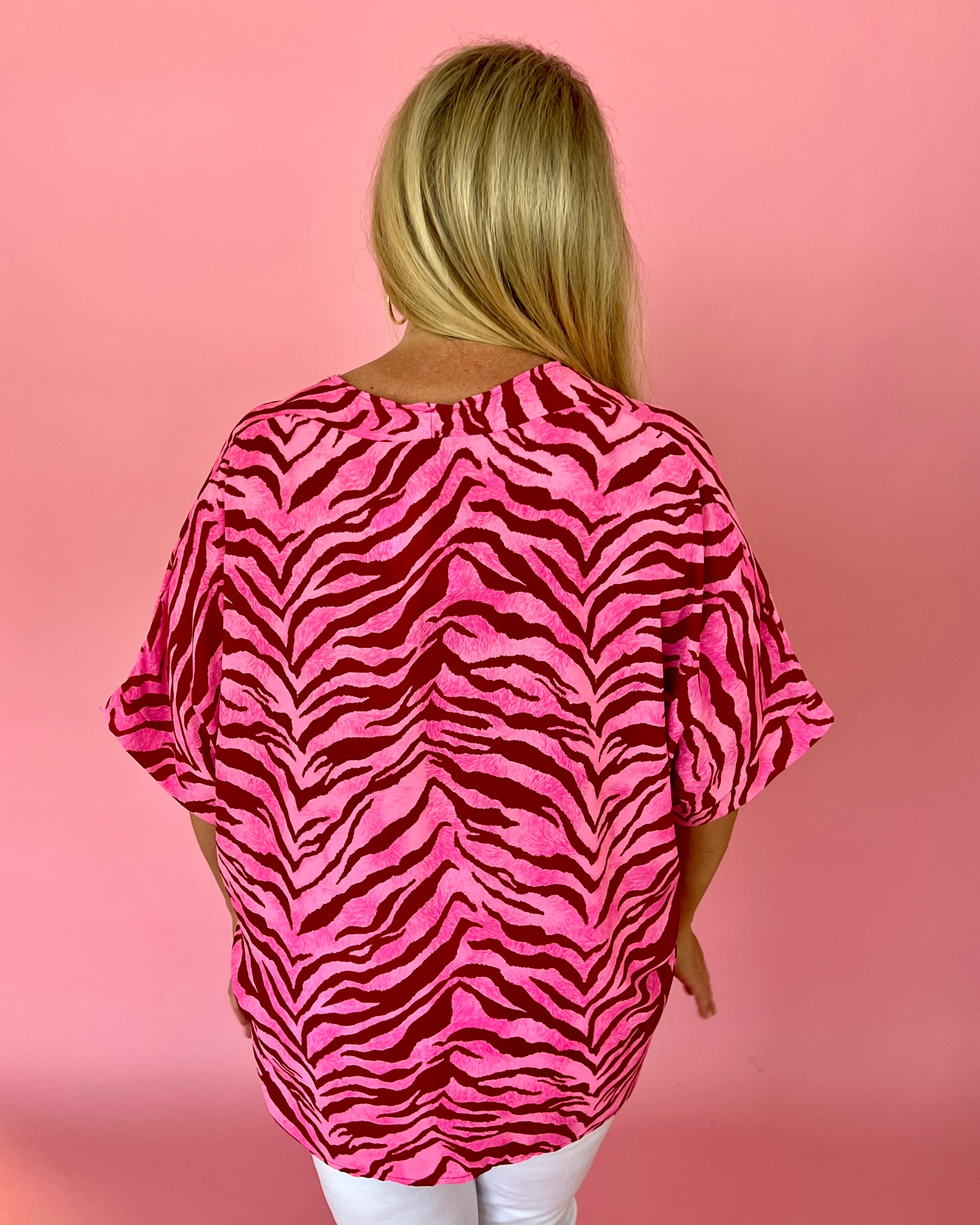 Sucker For You Red/Hot Pink Plus Zebra Dolman Top-Shop-Womens-Boutique-Clothing