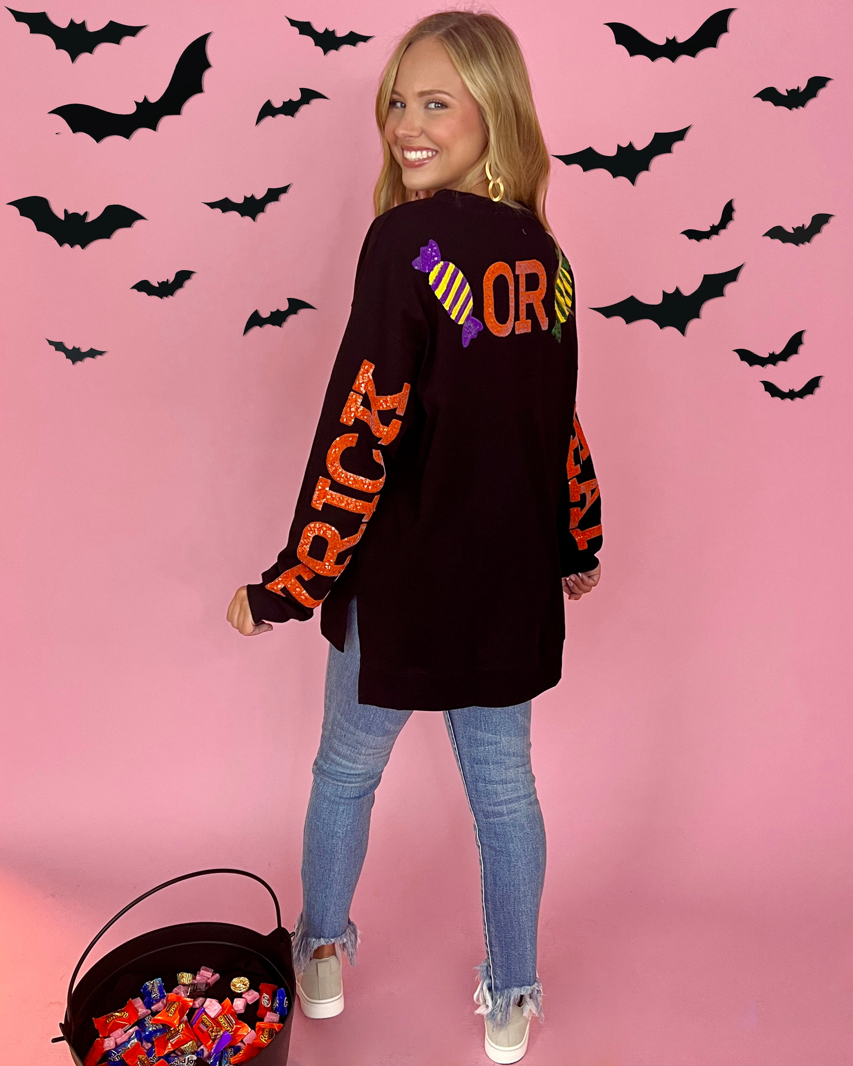 Say Trick Or Treat Black Sequins Top-Shop-Womens-Boutique-Clothing