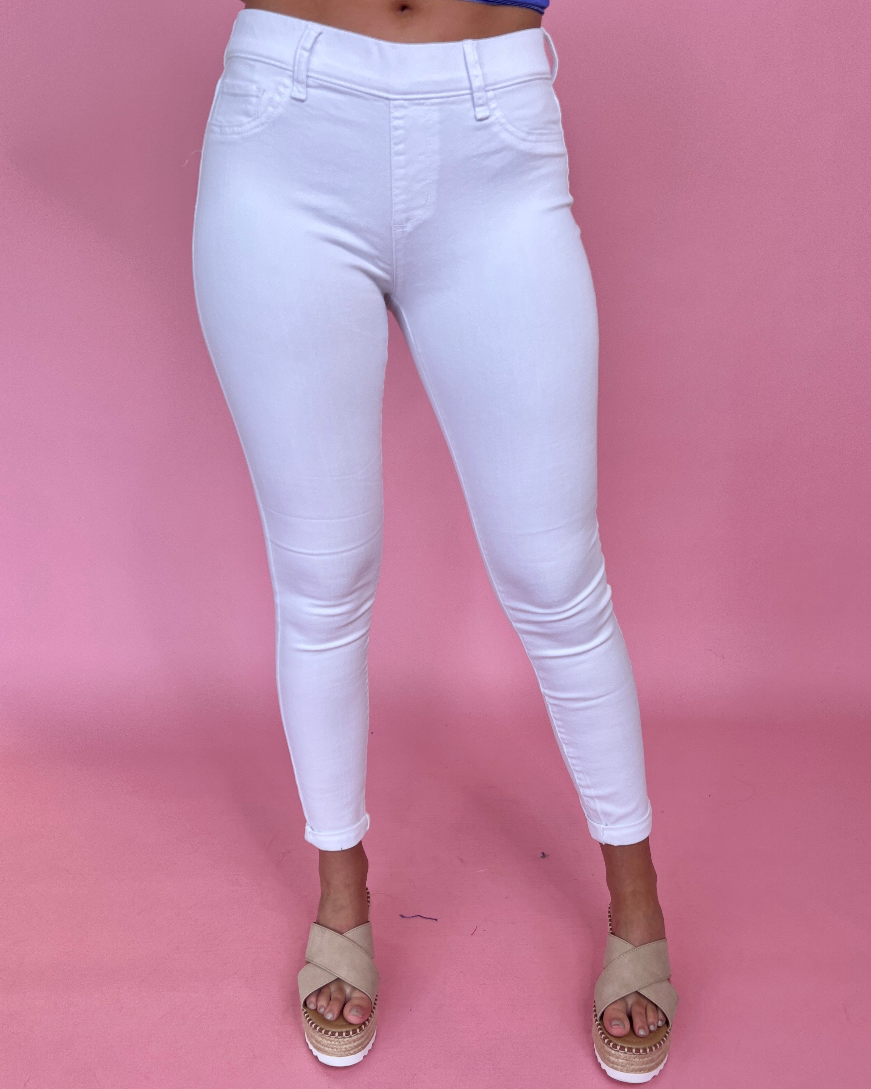 Casual Feelings White Pull On Skinny Jeans-Shop-Womens-Boutique-Clothing