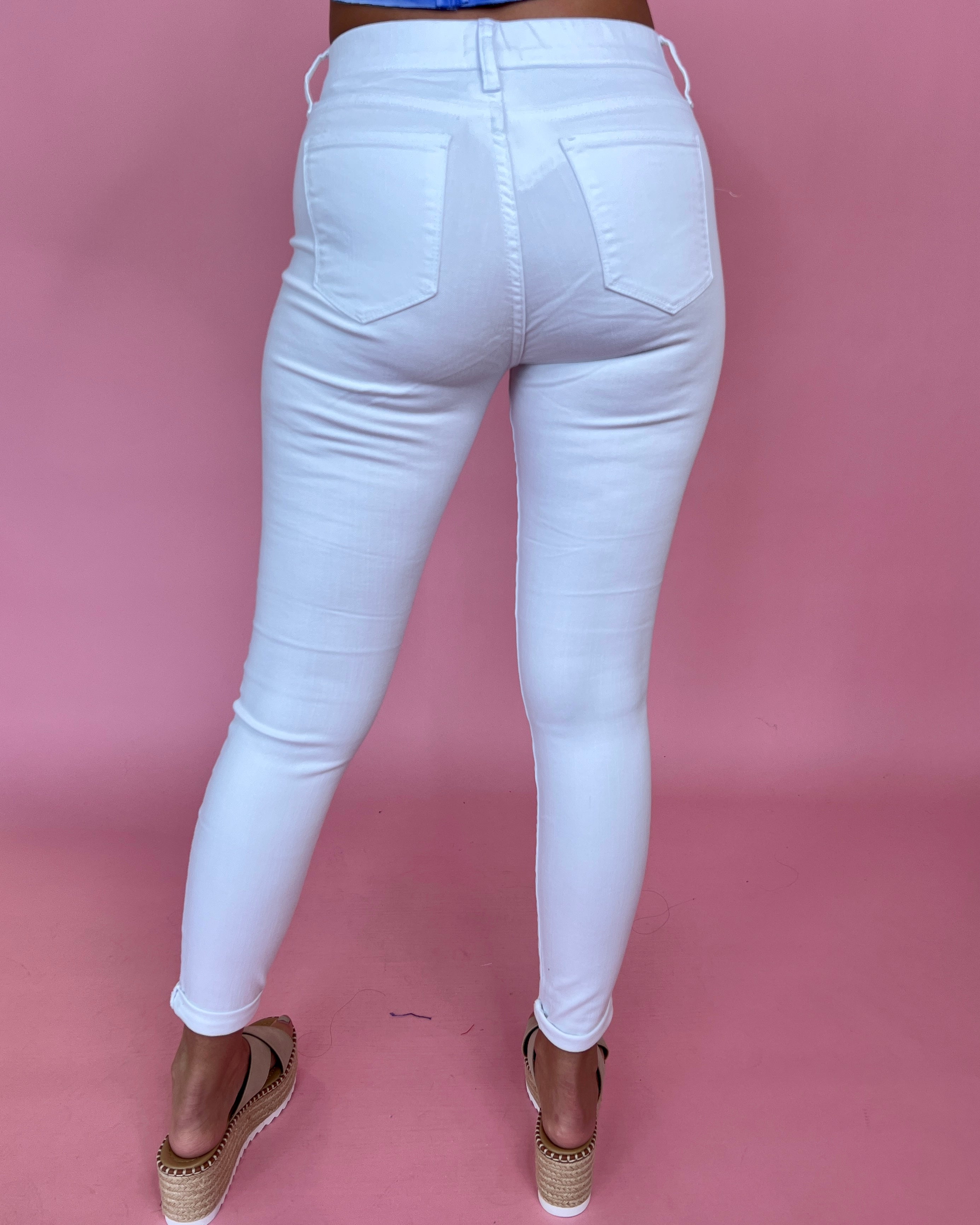 Casual Feelings White Pull On Skinny Jeans-Shop-Womens-Boutique-Clothing