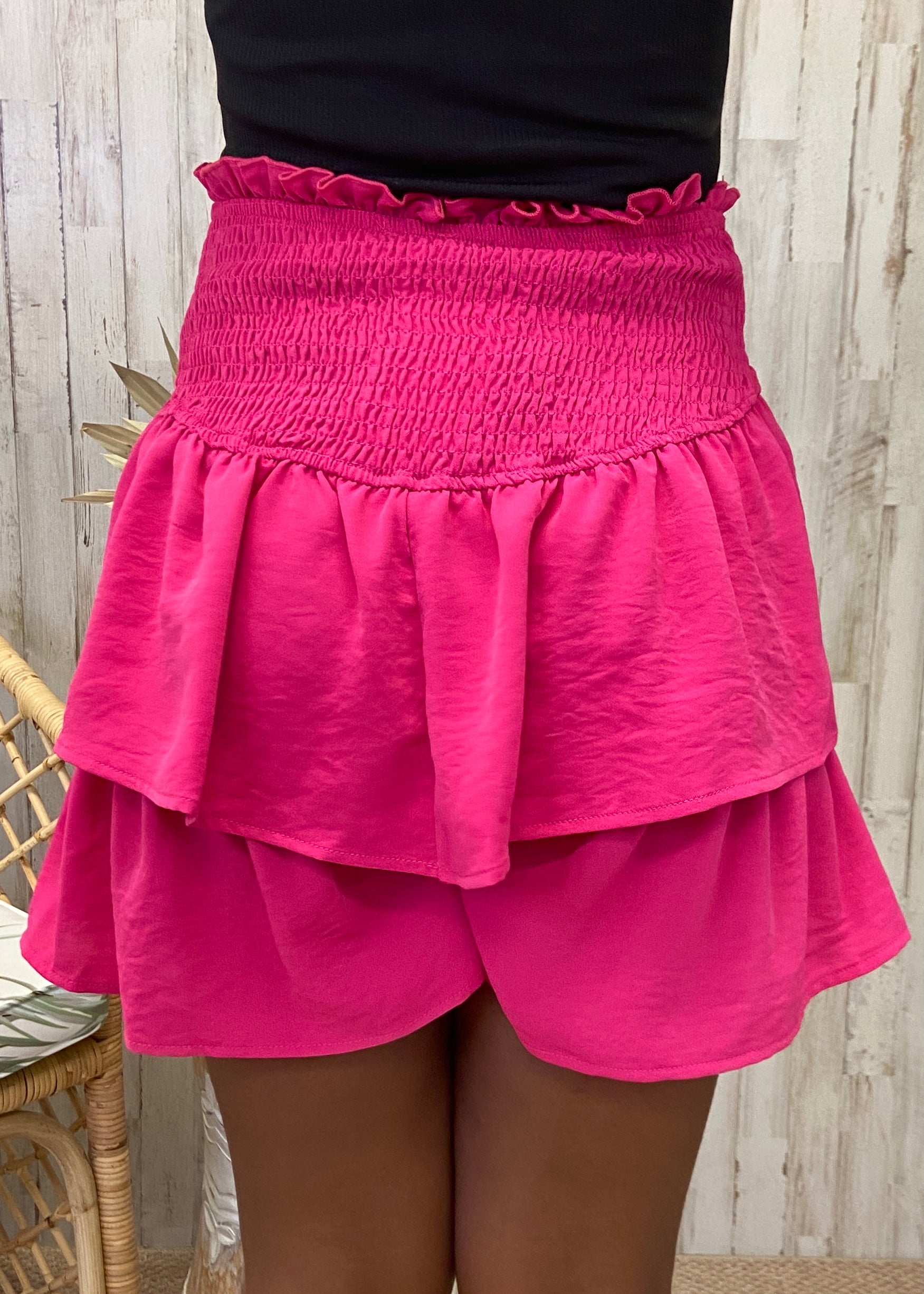 Always Promise Hot Pink Smocked Shorts-Shop-Womens-Boutique-Clothing