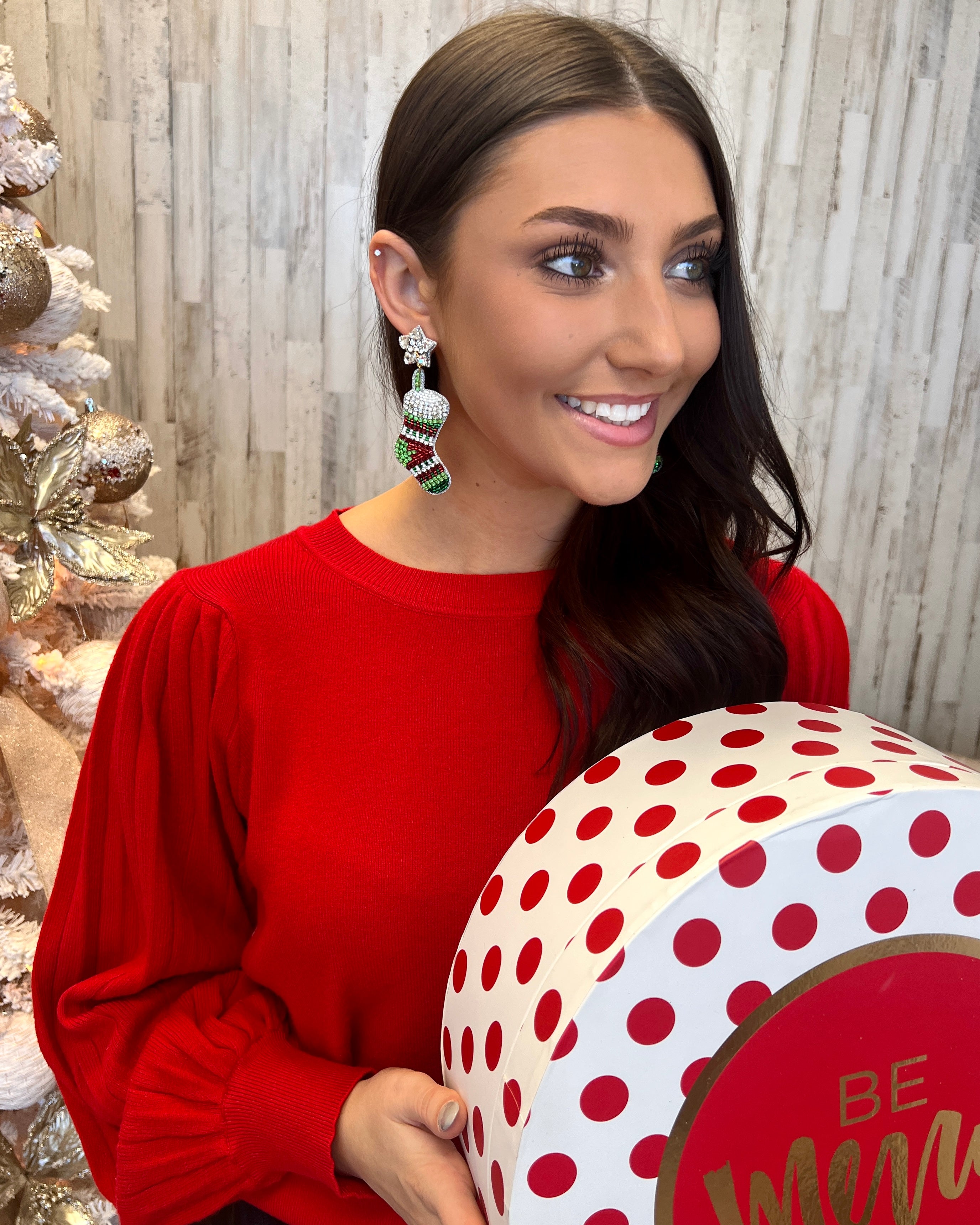 Tis The Season Christmas Stocking Earrings-Shop-Womens-Boutique-Clothing