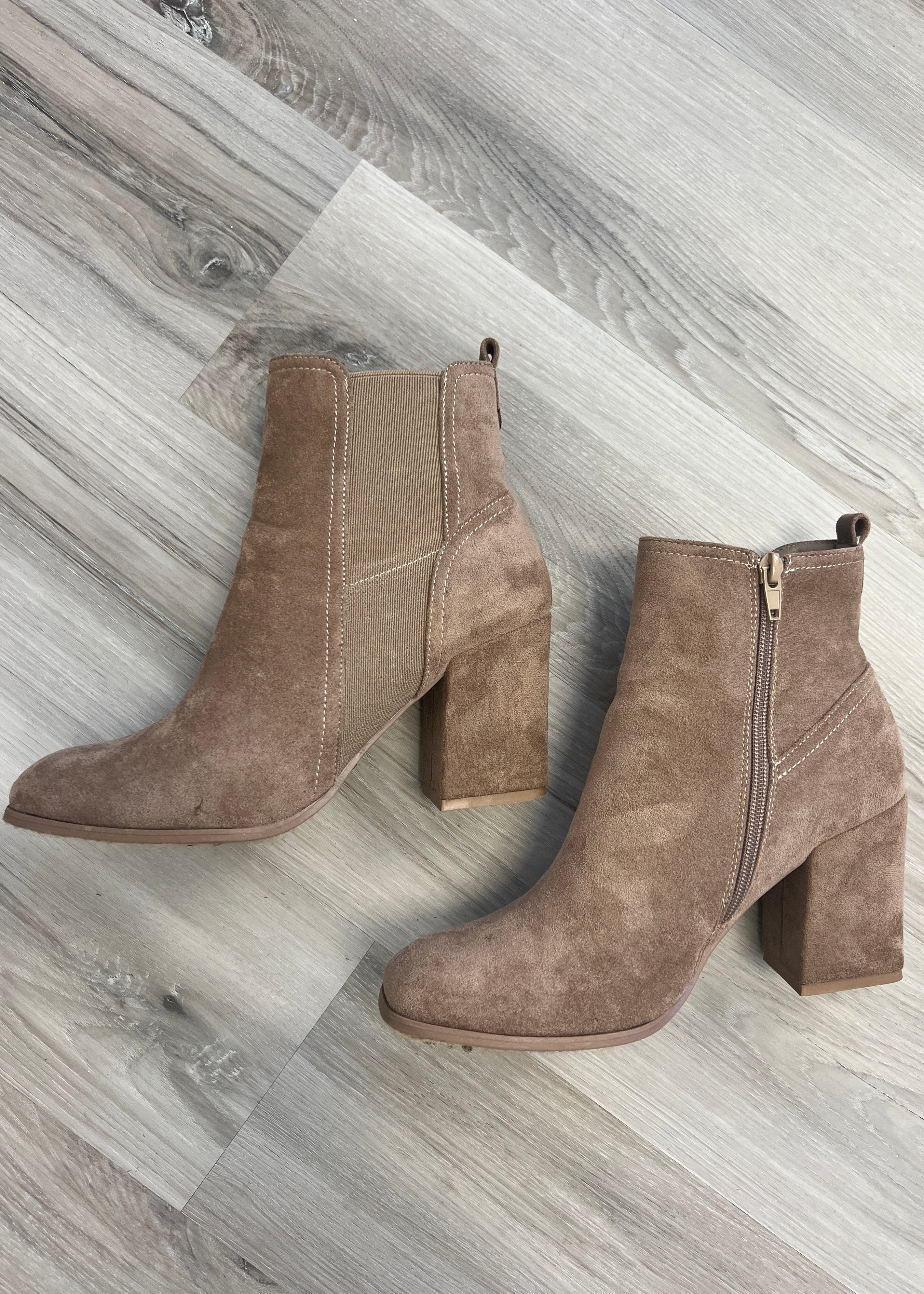 Shania Taupe Suede Boots-Shop-Womens-Boutique-Clothing