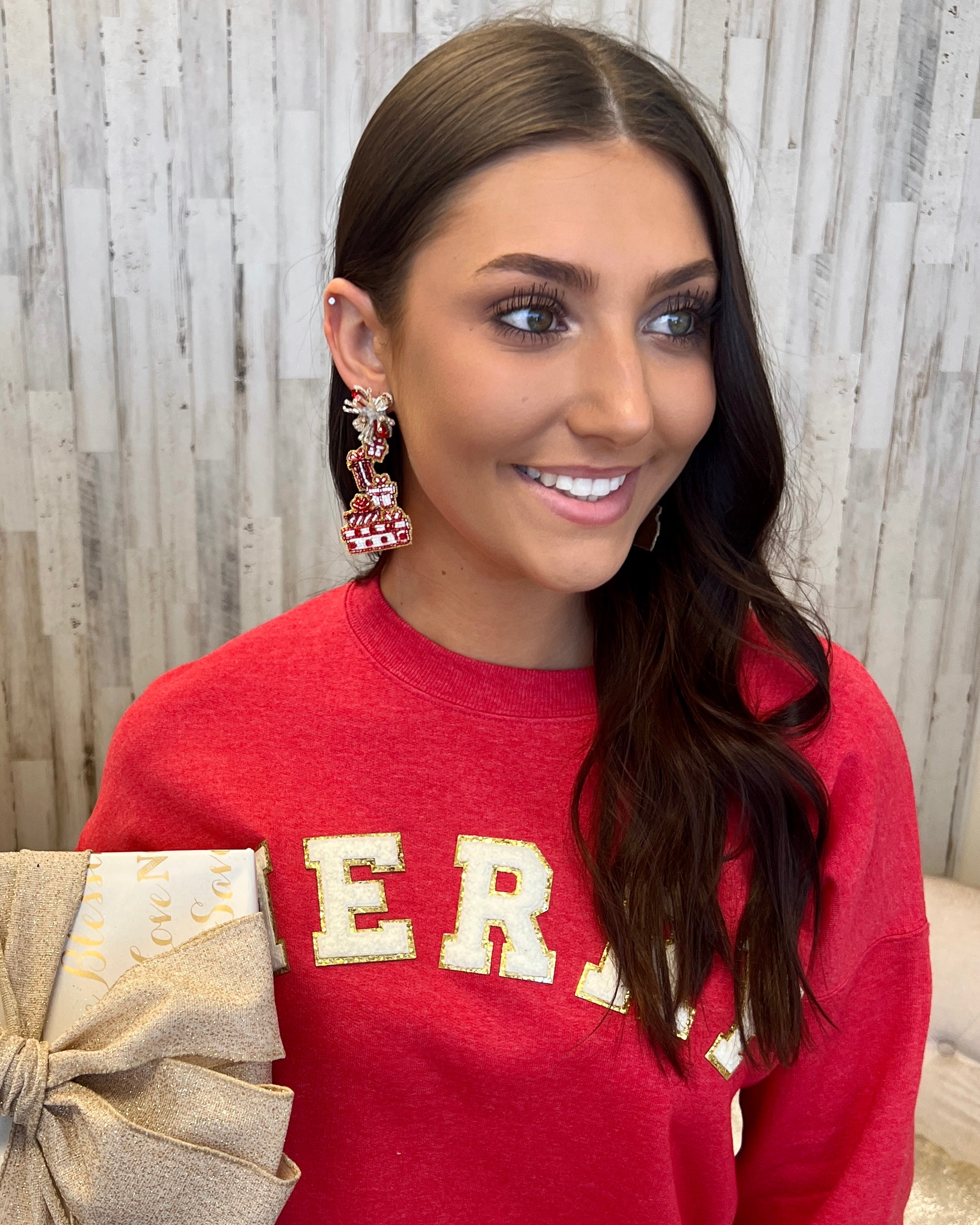 Nice List Beaded Drop Earrings-Shop-Womens-Boutique-Clothing