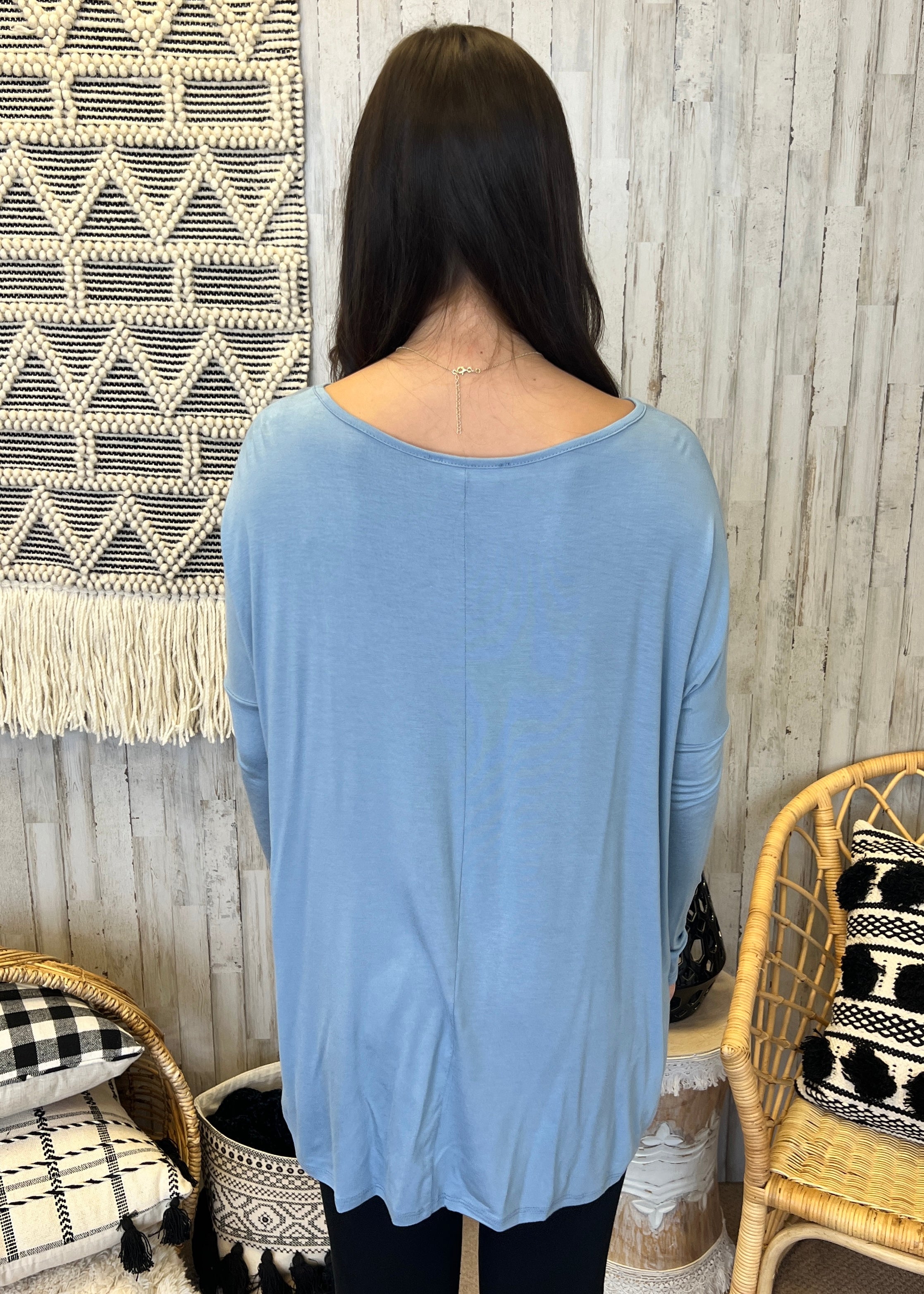 Center Of Attention Steel Blue Top-Shop-Womens-Boutique-Clothing