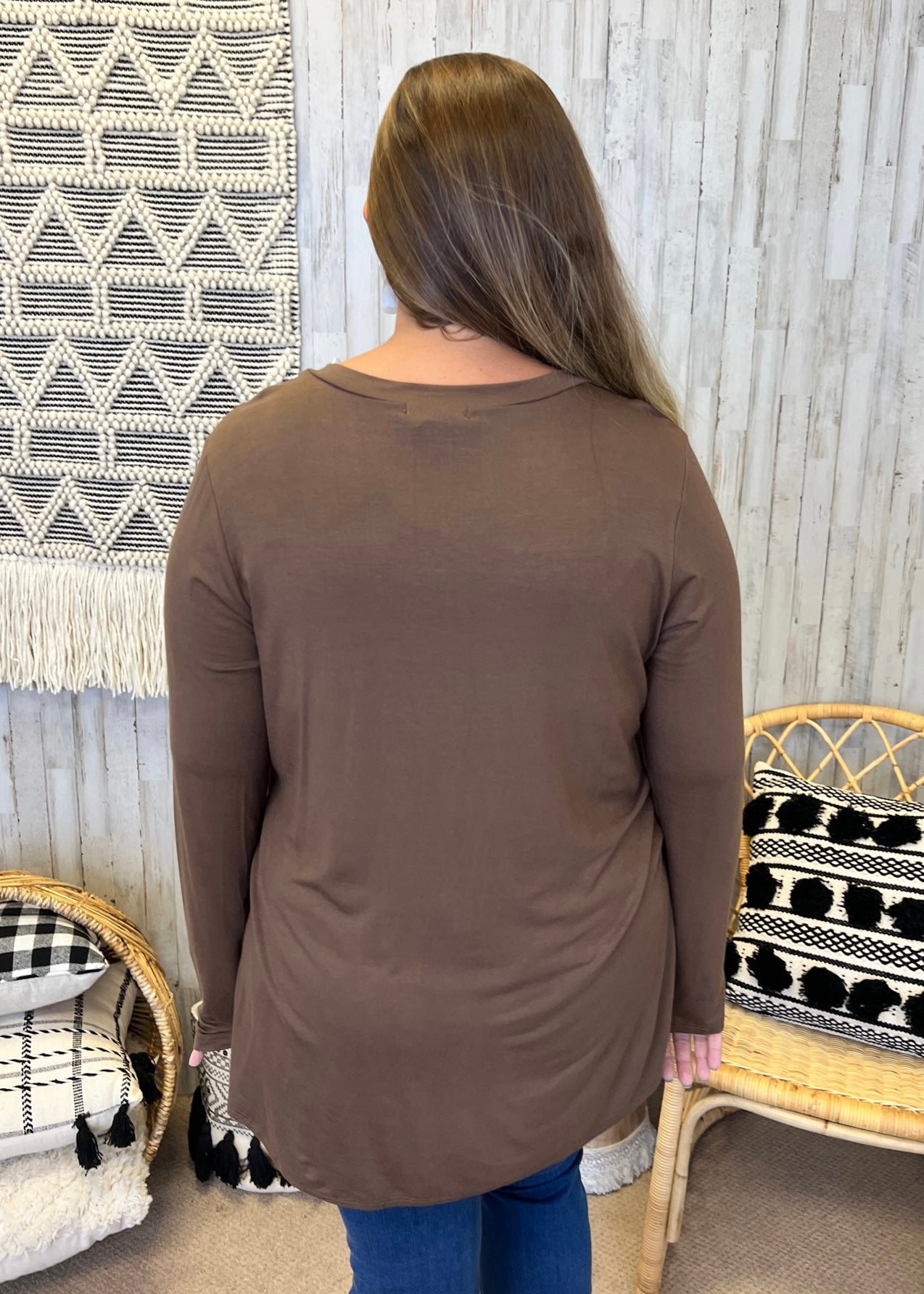Simple Days Coffee Plus Size V-Neck Pocket Top-Shop-Womens-Boutique-Clothing