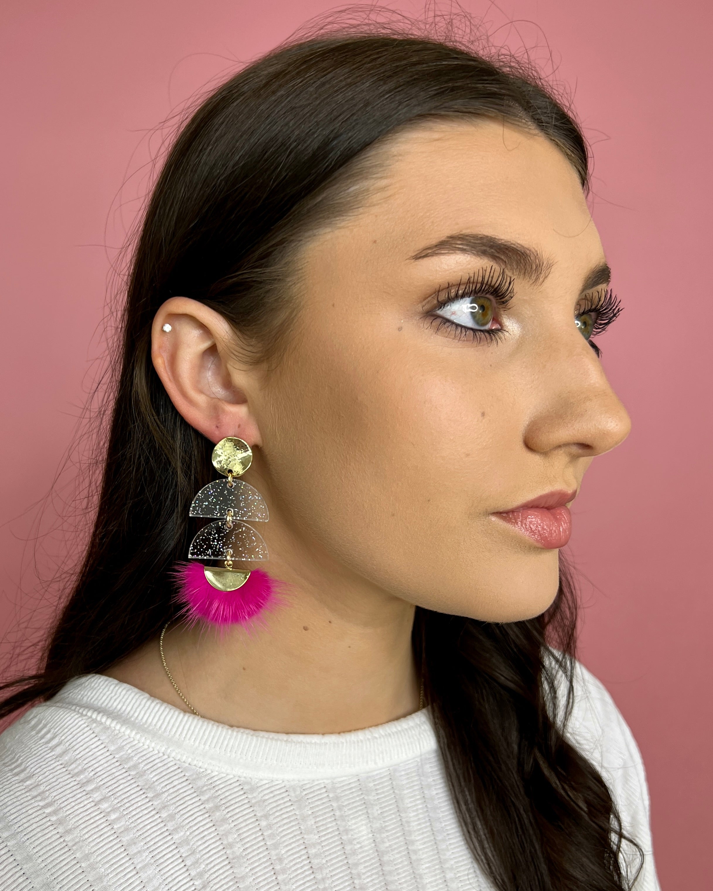 No Dull Moments Pink Puff Earrings-Regular-Shop-Womens-Boutique-Clothing
