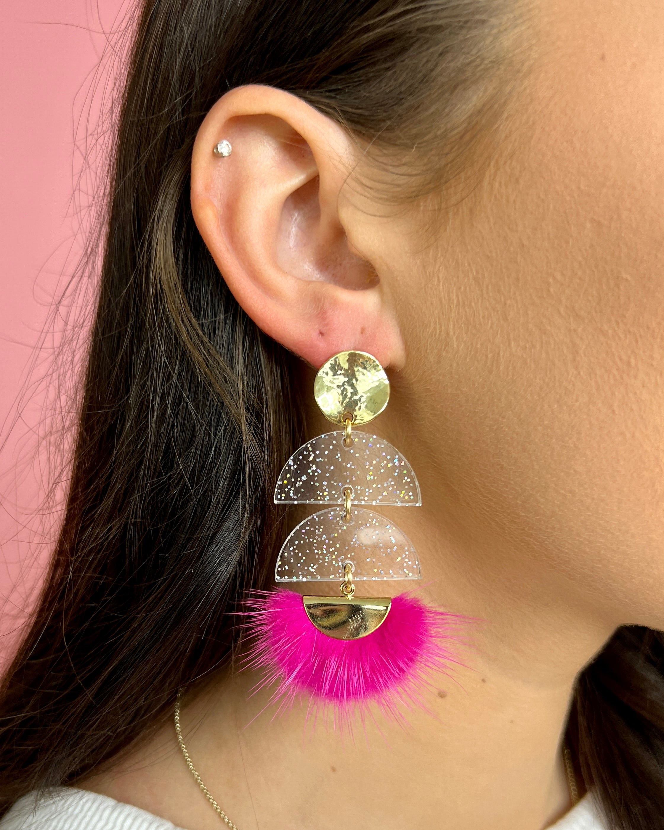No Dull Moments Pink Puff Earrings-Regular-Shop-Womens-Boutique-Clothing